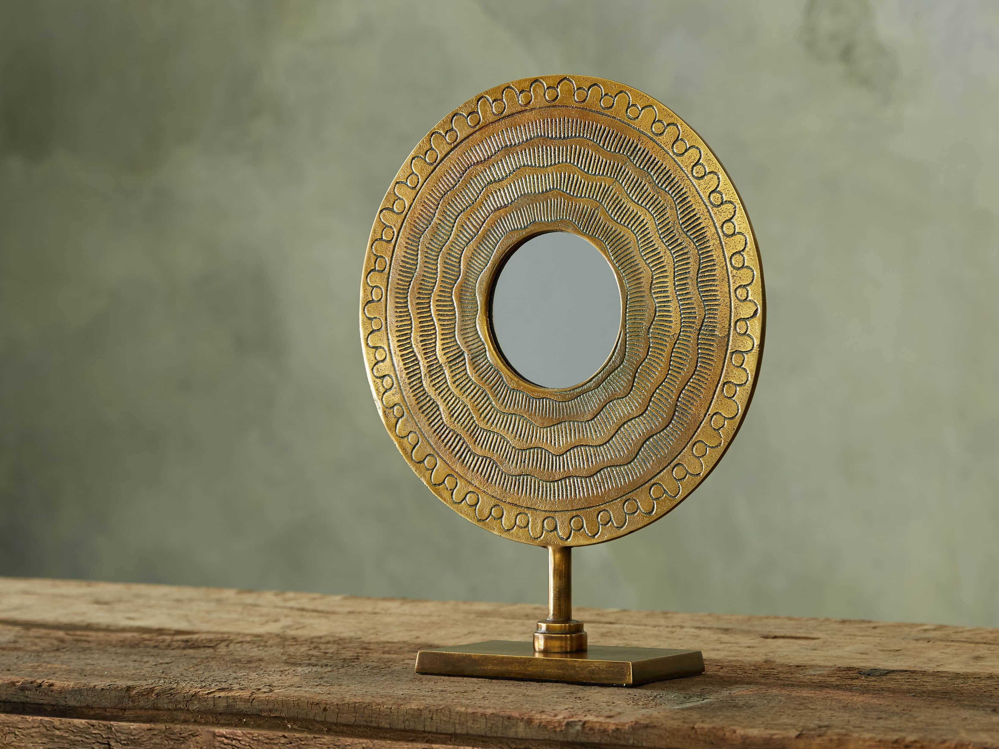 Brass Circle Table Mirror