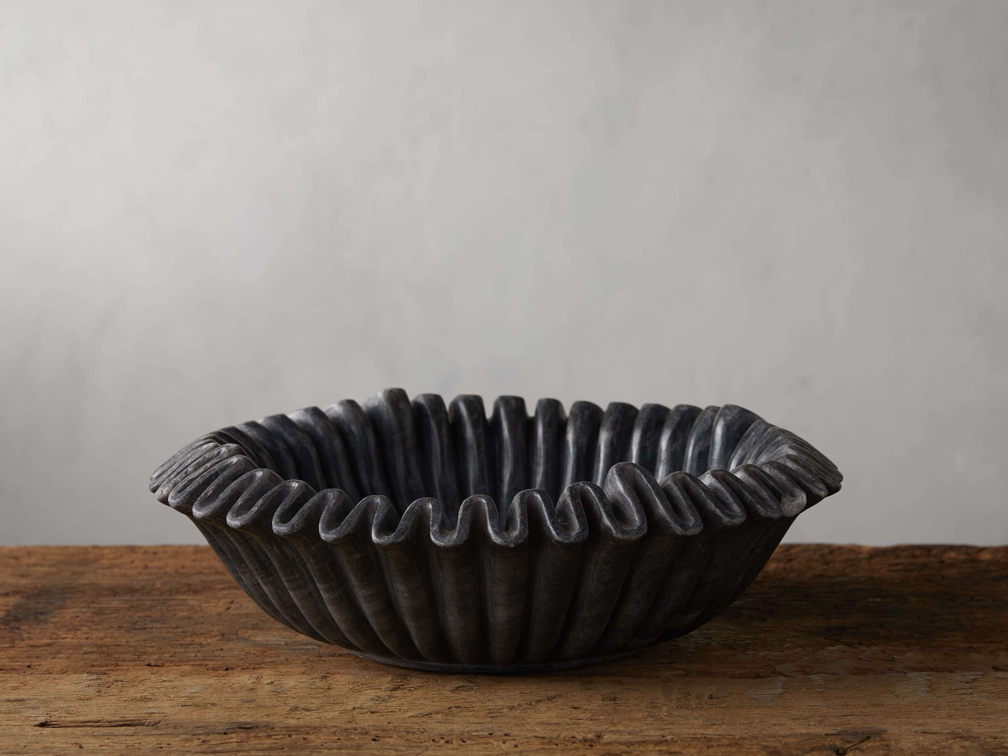 Tabi Black Scalloped Marble Decorative Bowl + Reviews