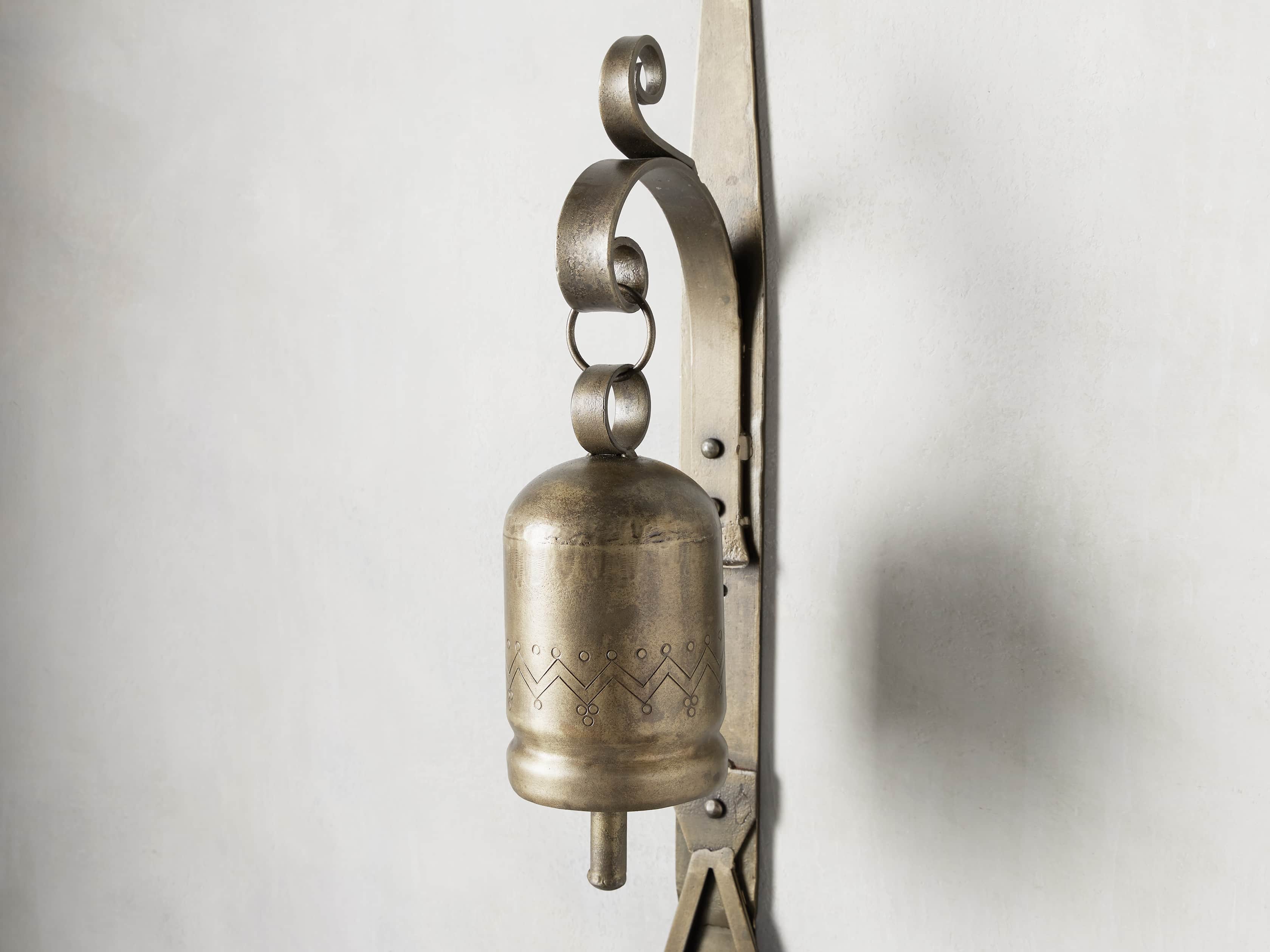 Wall Mount Antique Brass Dinner Bell, slide 2 of 3