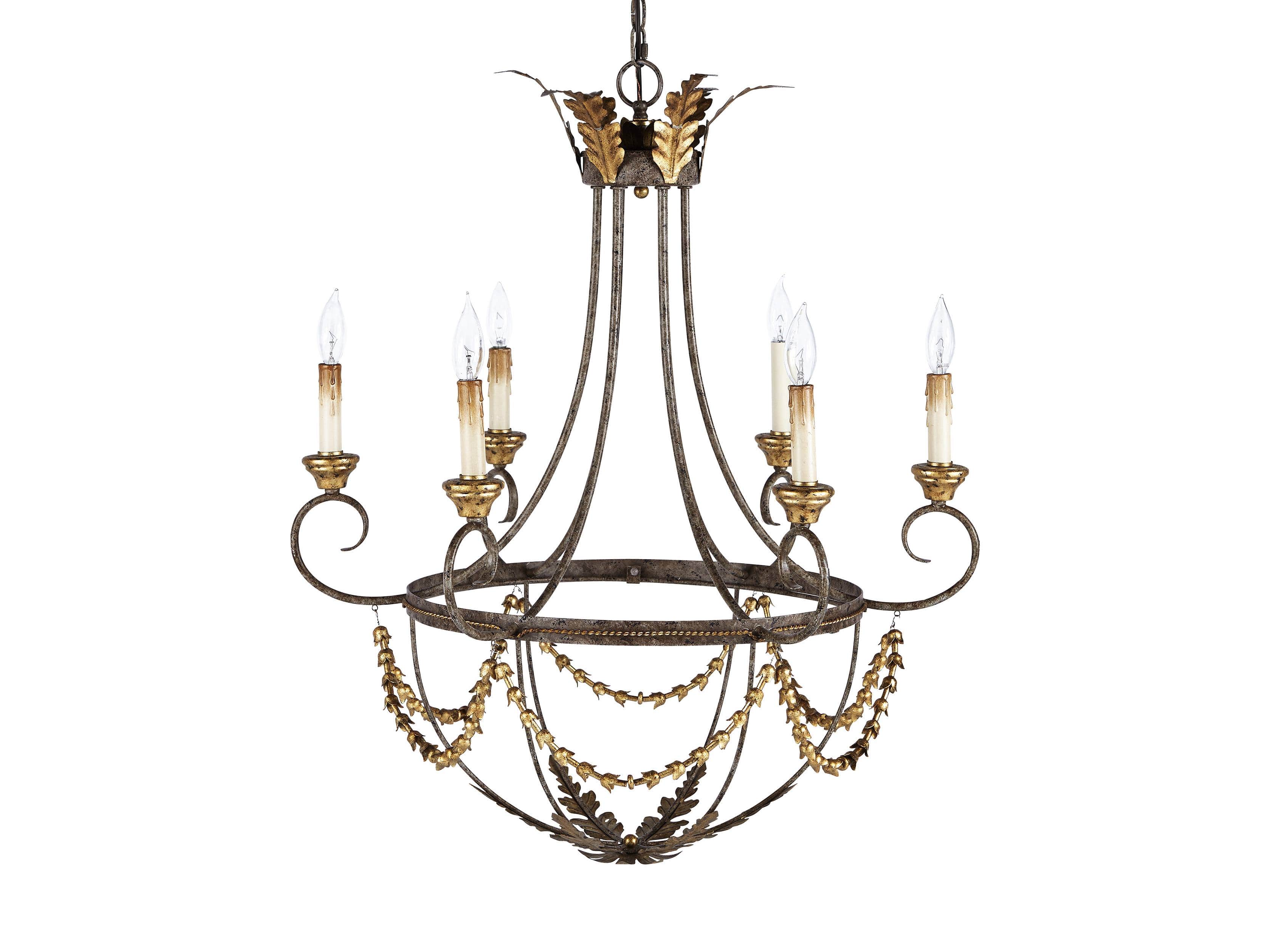 Arhaus Chandelier / Dozens of prismatic glass crystals swing within the