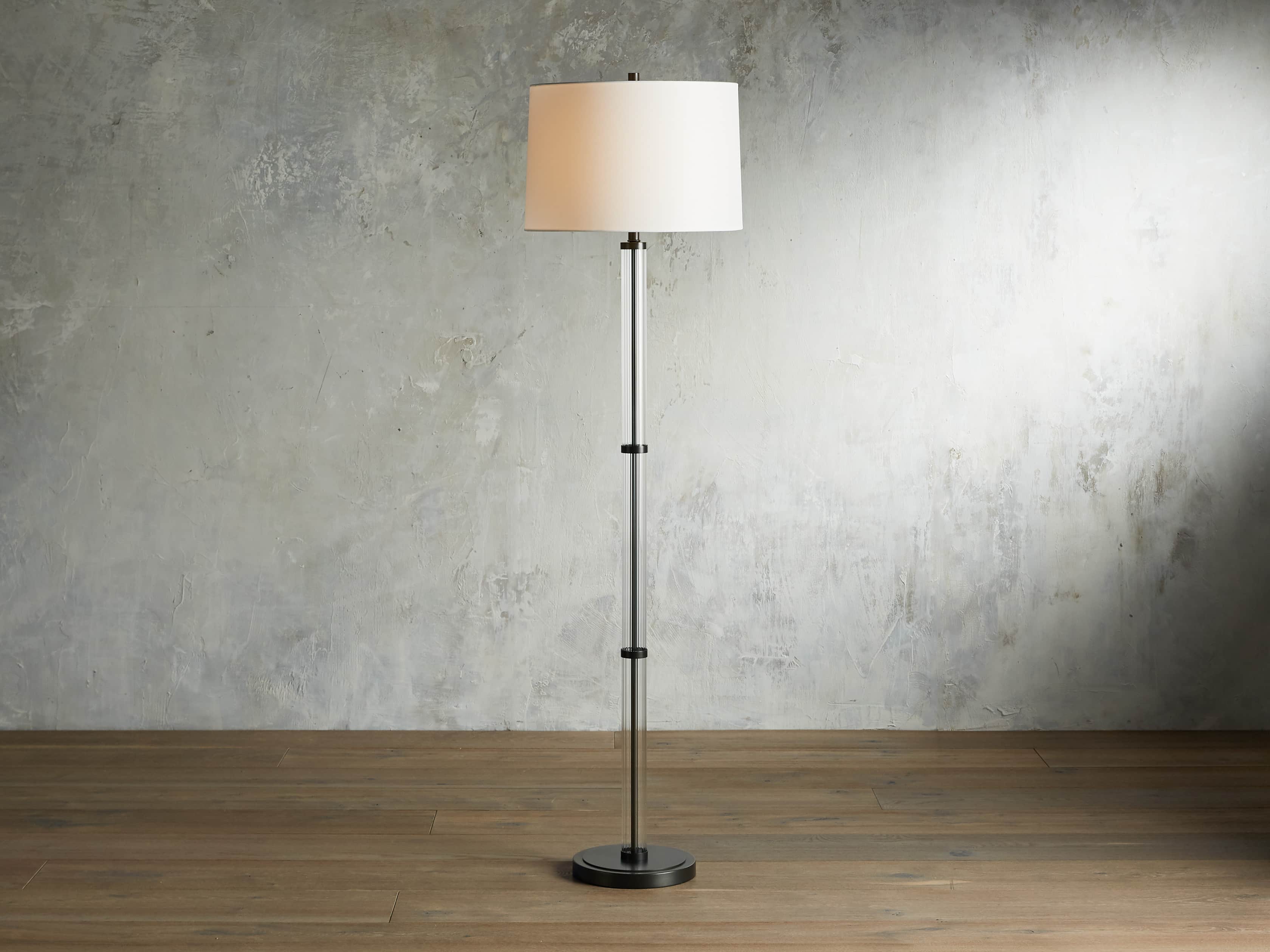Reeded 19" Glass Floor Lamp, slide 1 of 4