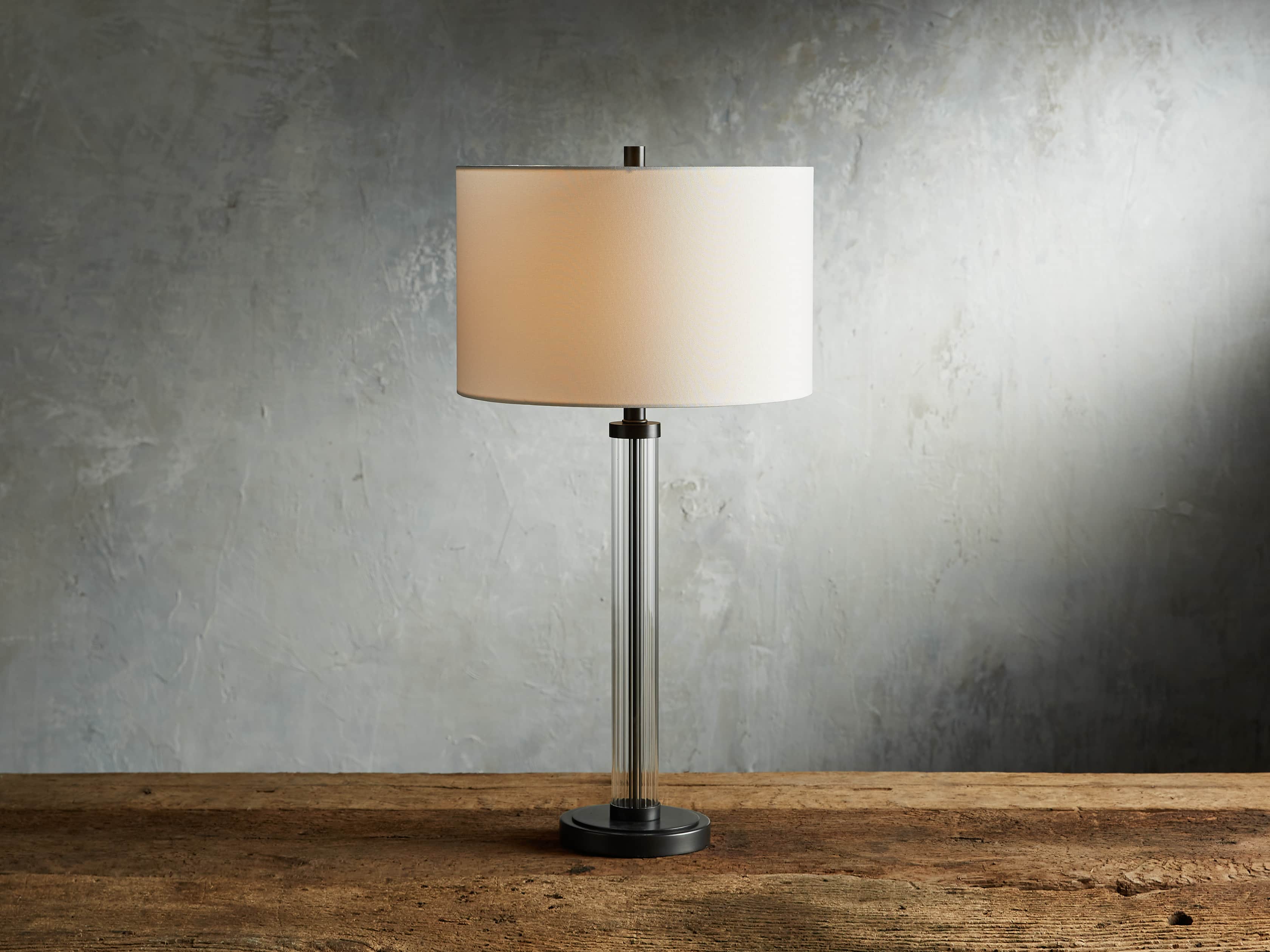 Reeded 16" Glass Table Lamp