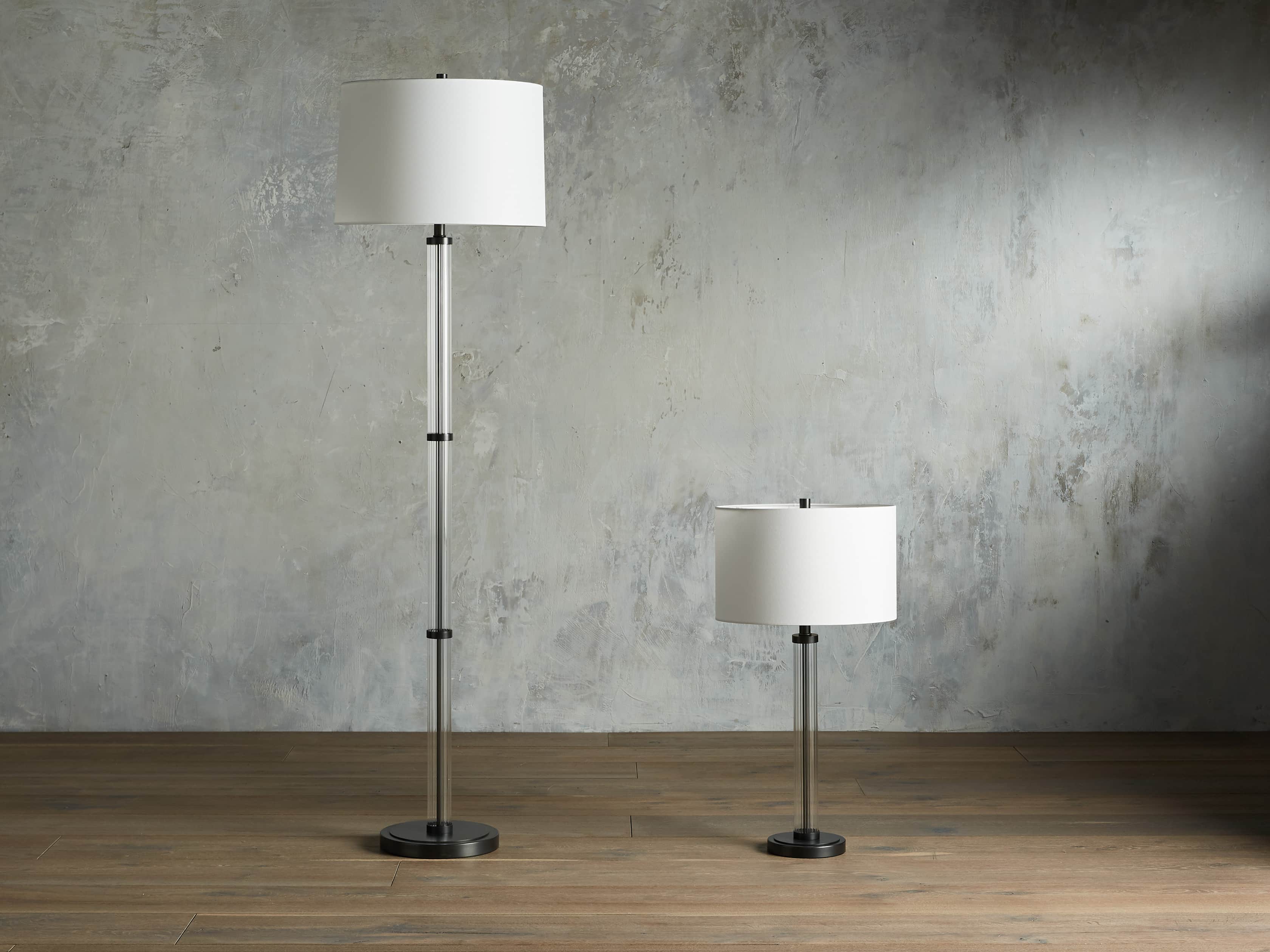 Reeded 16" Glass Table Lamp