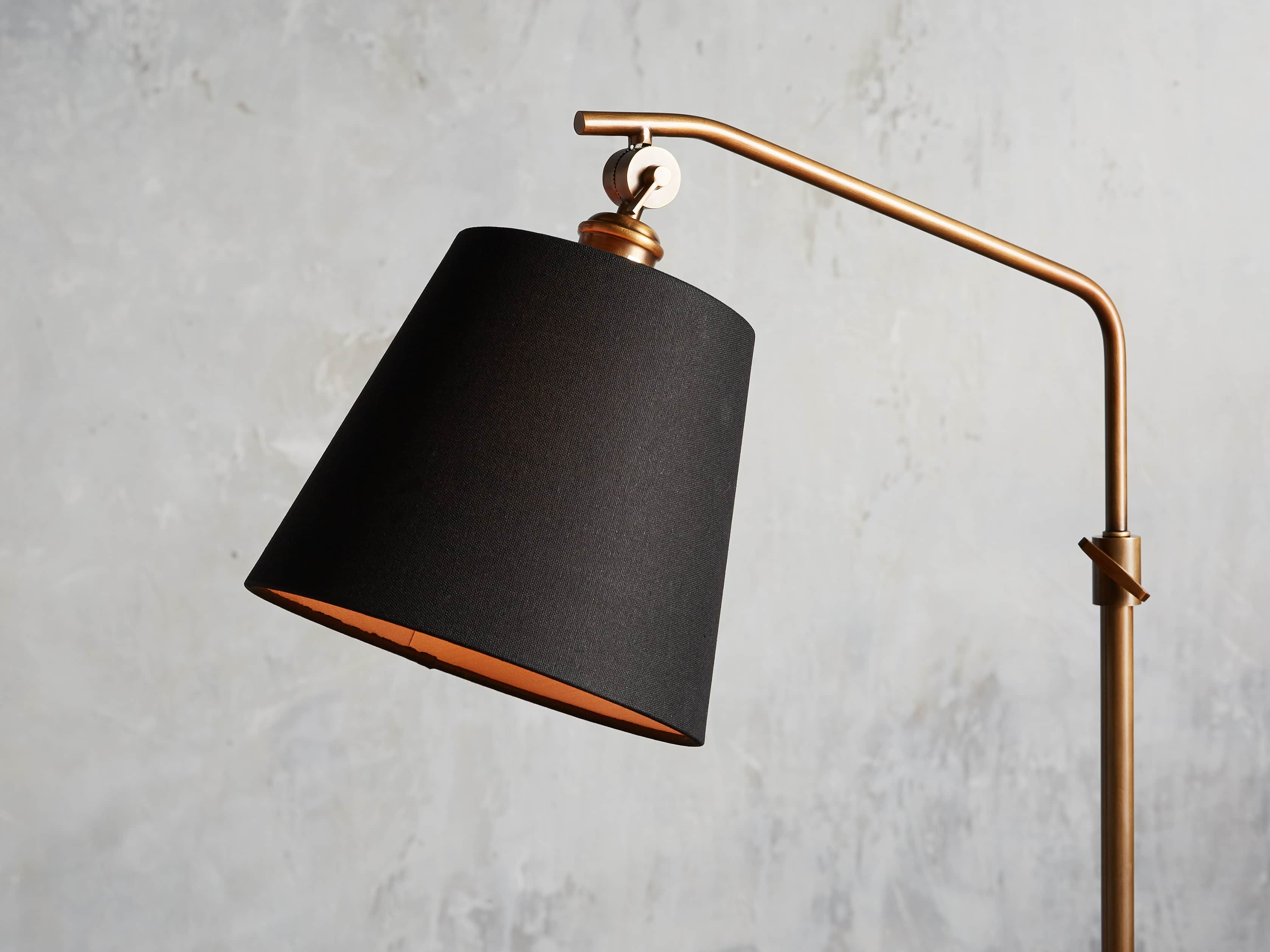 Kellen Antiqued Brass Floor Lamp Arhaus, Black Shade Floor Lamp