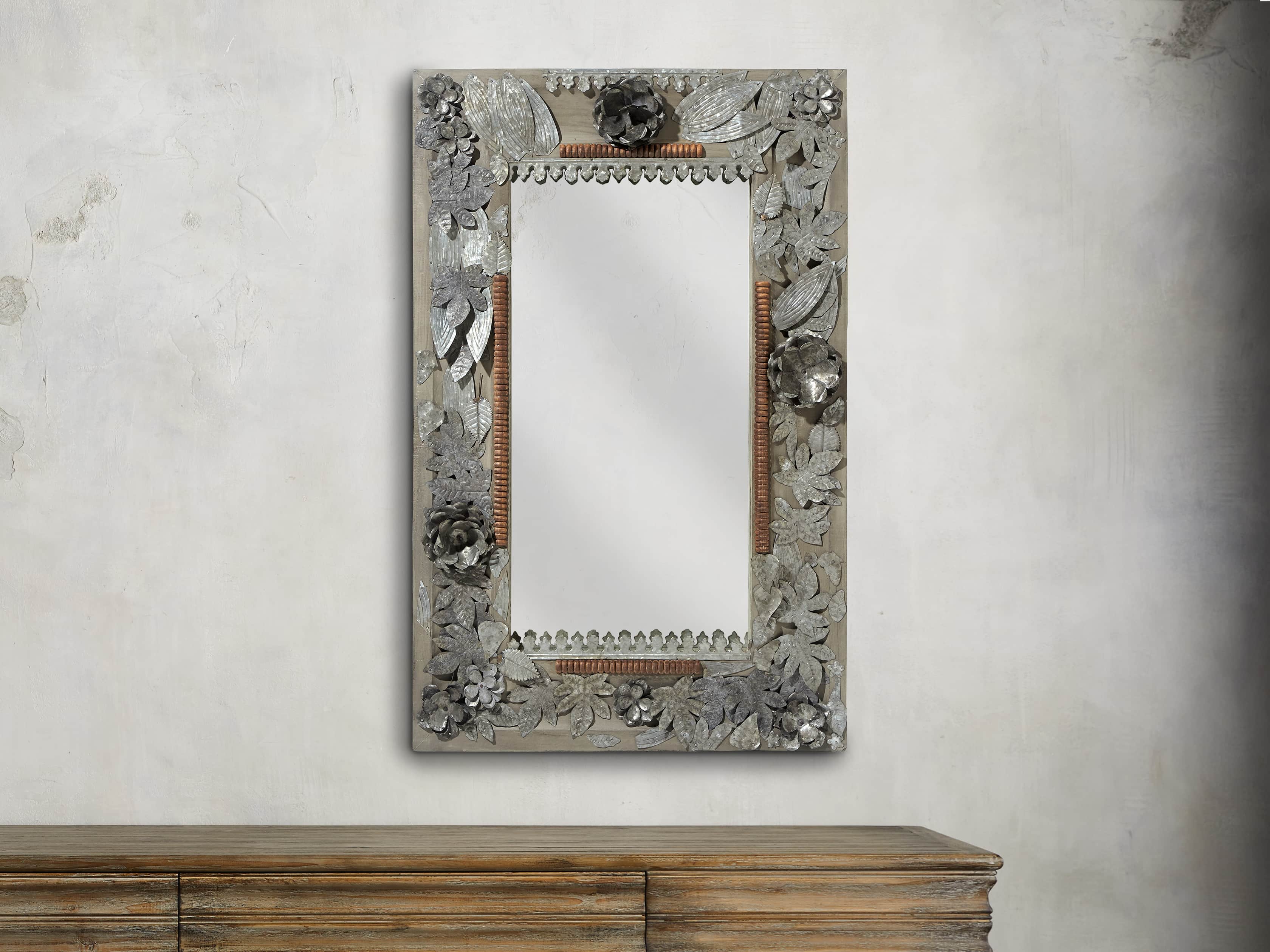 Galvanized Leaf Mirror Arhaus Furniture
