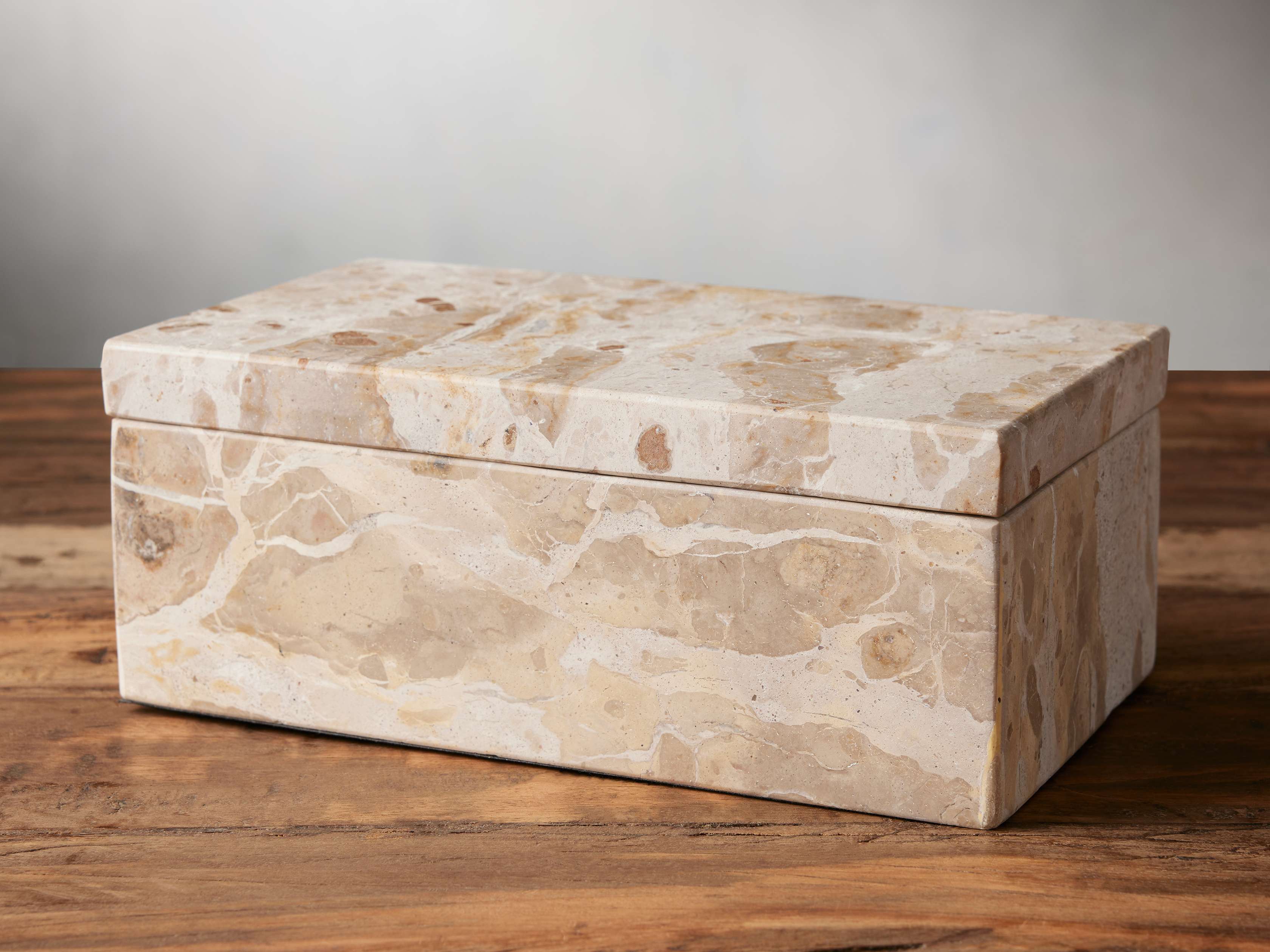 Rhodes White Marble Wood Decorative Box