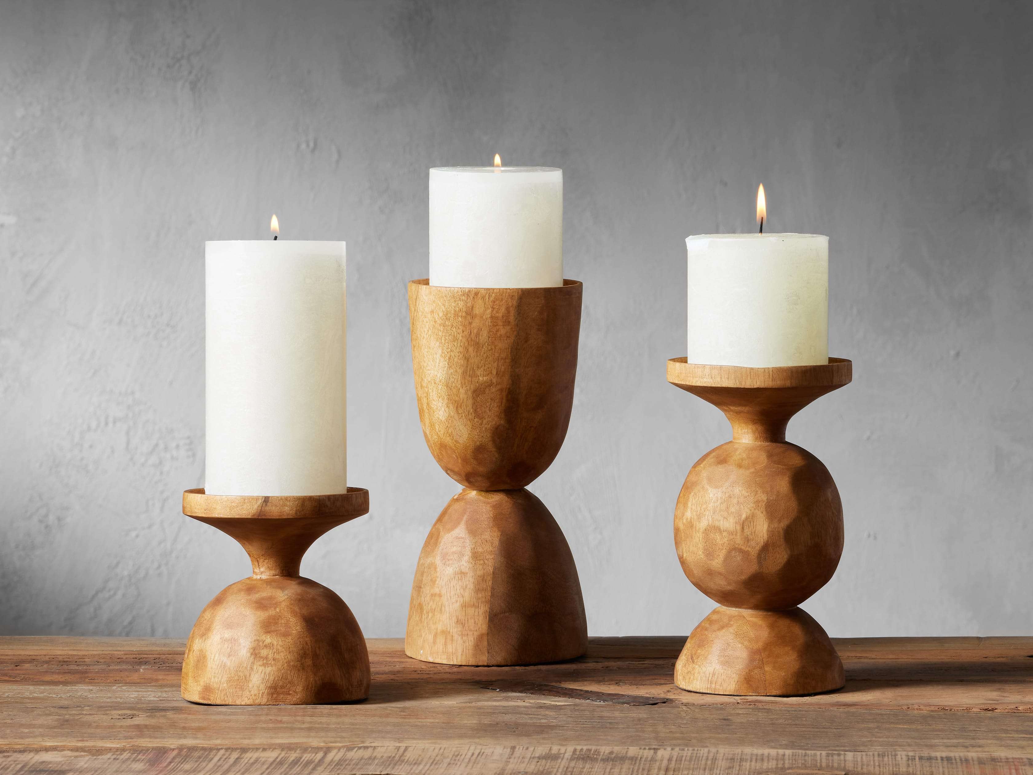 Short pillar on sale candle holders