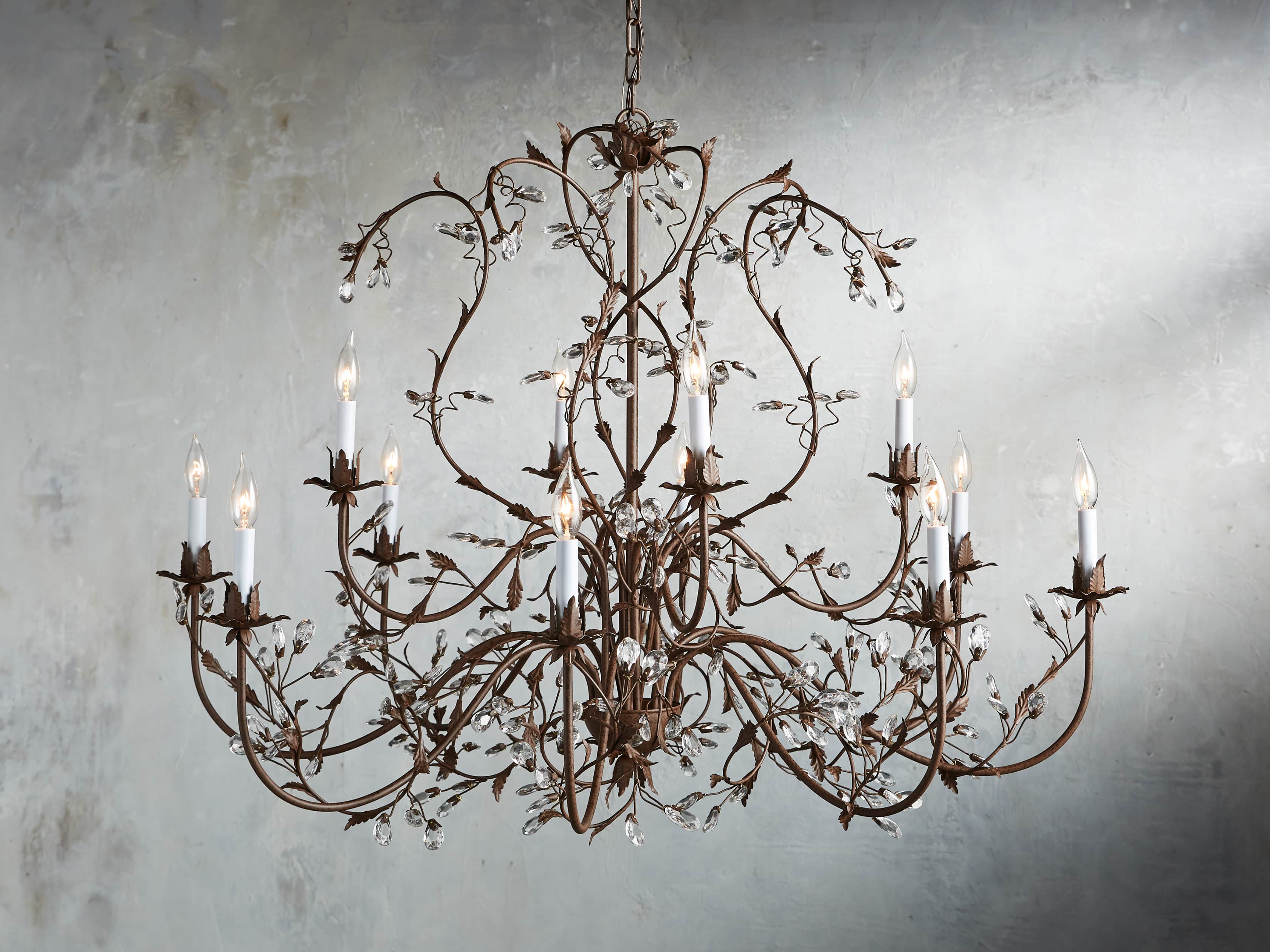 12 Light Chandelier in Rust, slide 1 of 5
