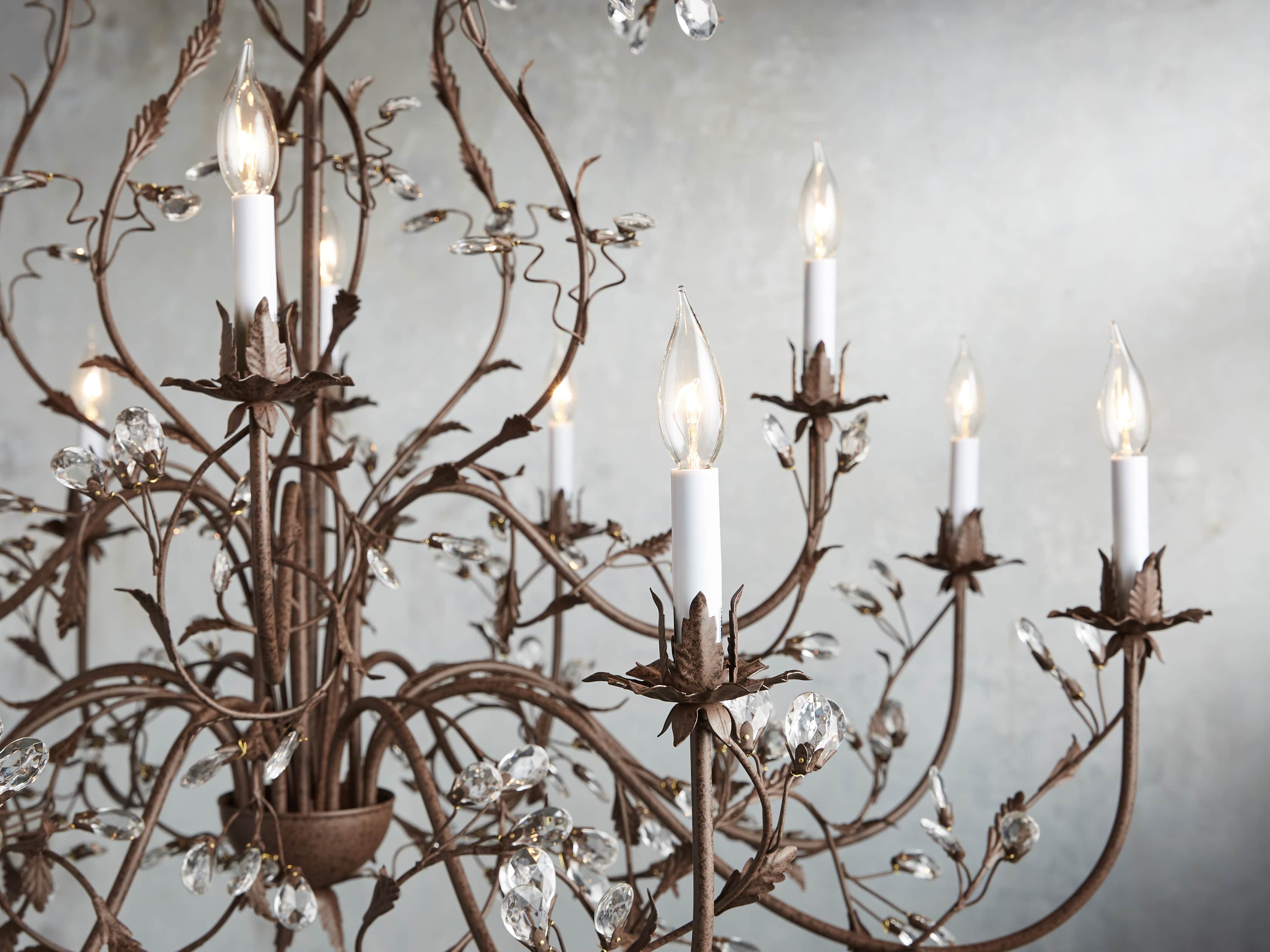 12 Light Chandelier in Rust, slide 2 of 5