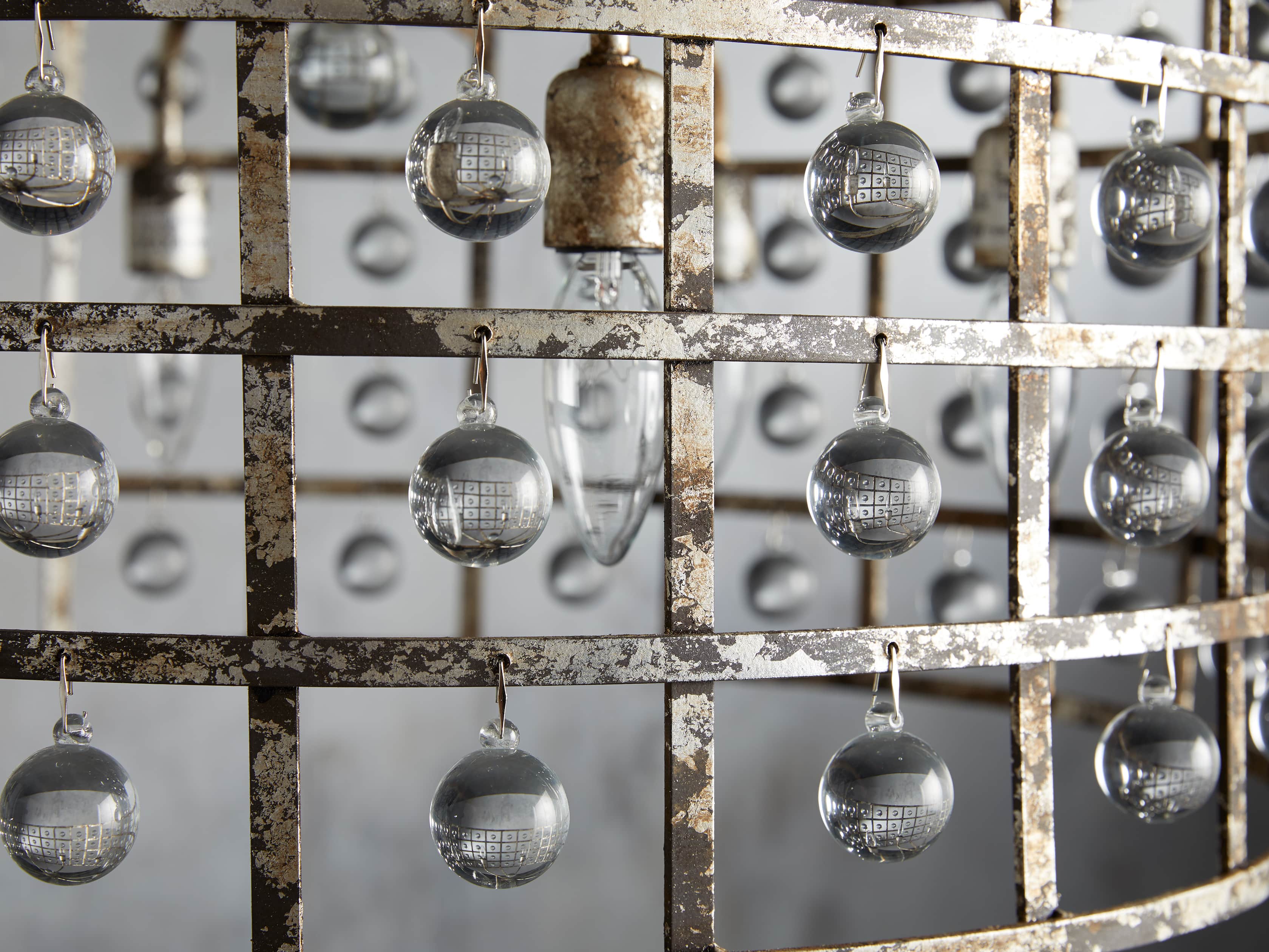 La Cage 6 light Chandelier in Silver Clay, slide 2 of 6