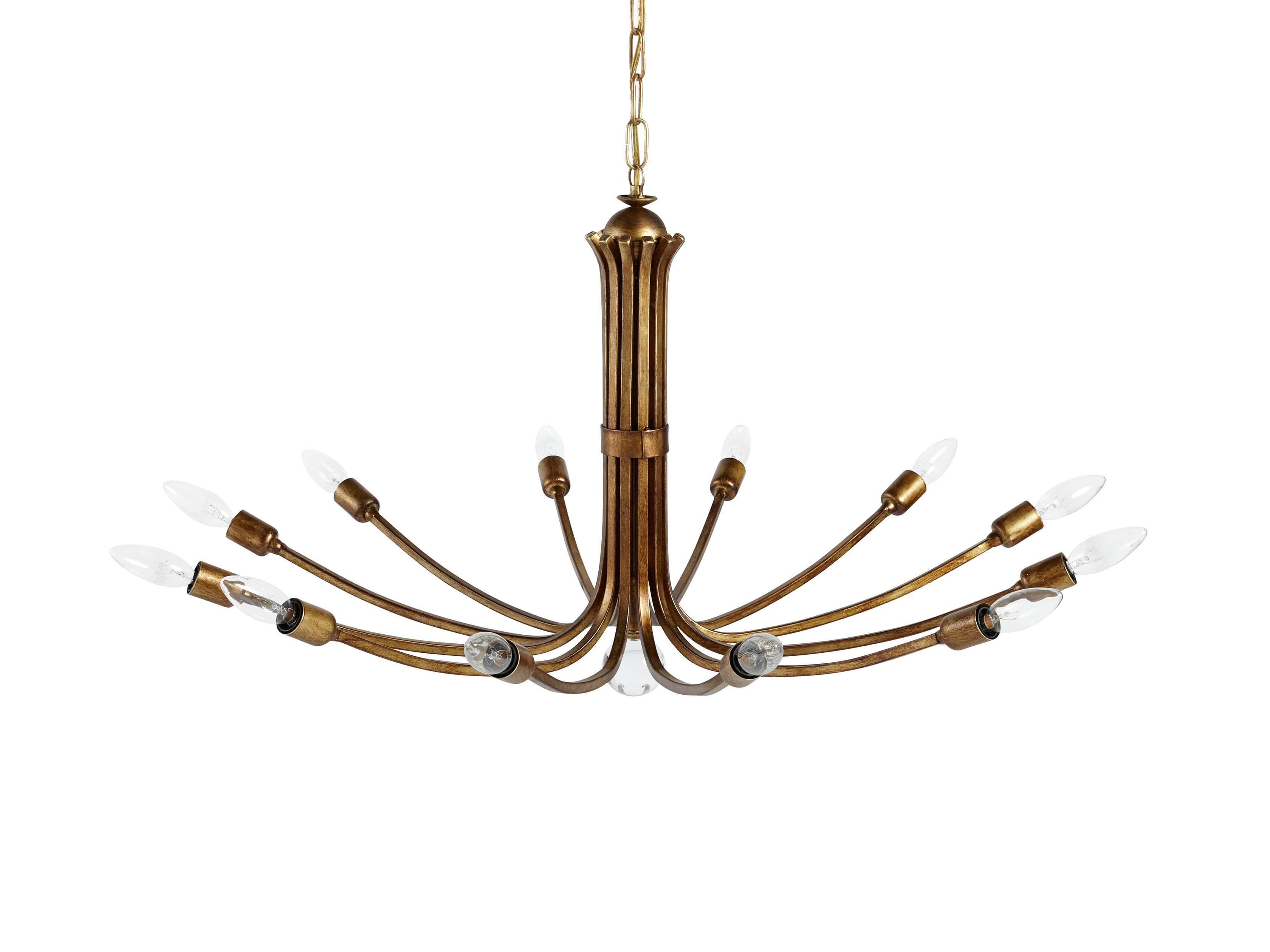 Arhaus Chandelier / Dozens of prismatic glass crystals swing within the