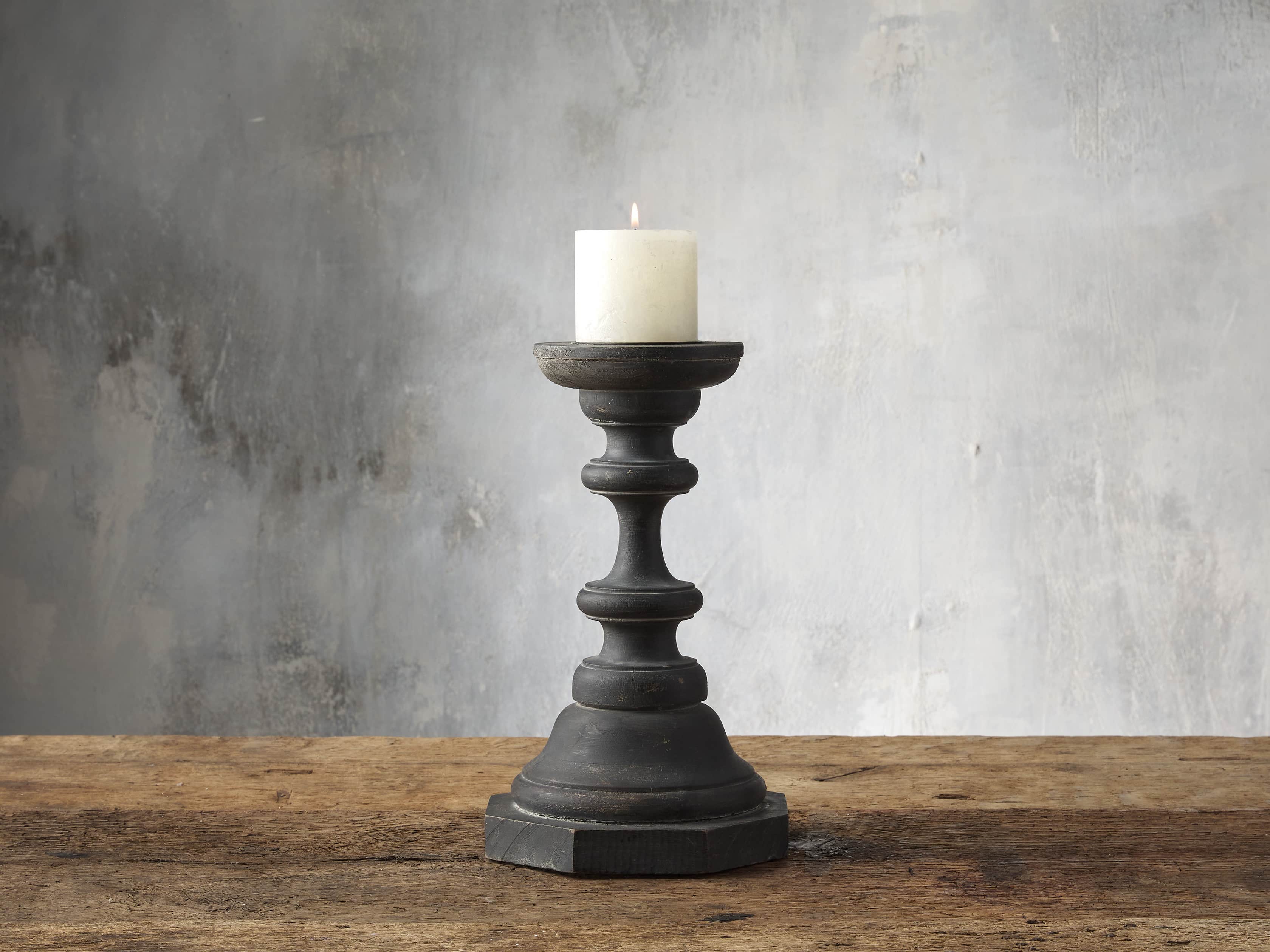 Emilie Rings Pillar Holder in Black, slide 1 of 3