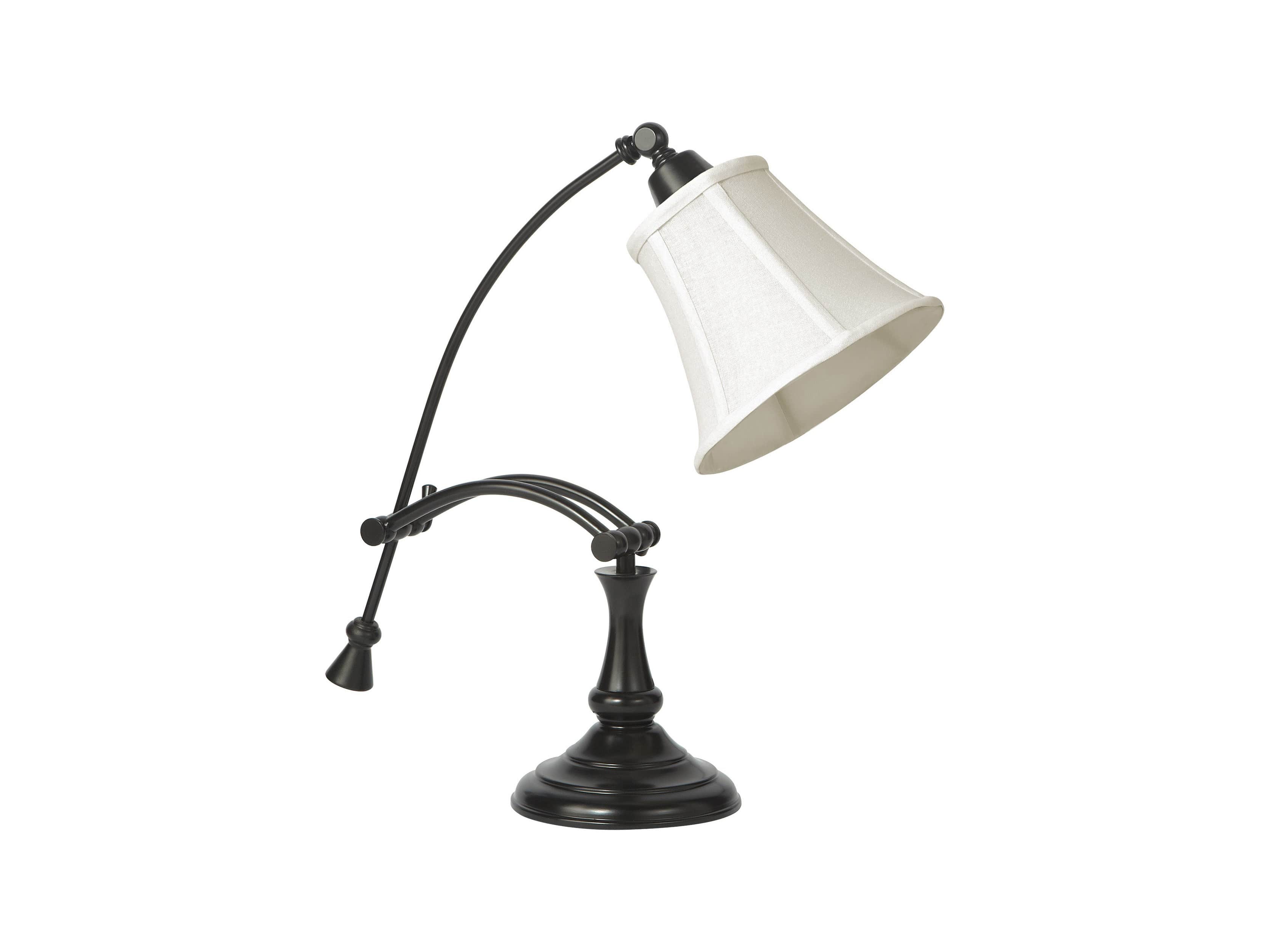 Desk Lamp With Linen Shade In Bronze