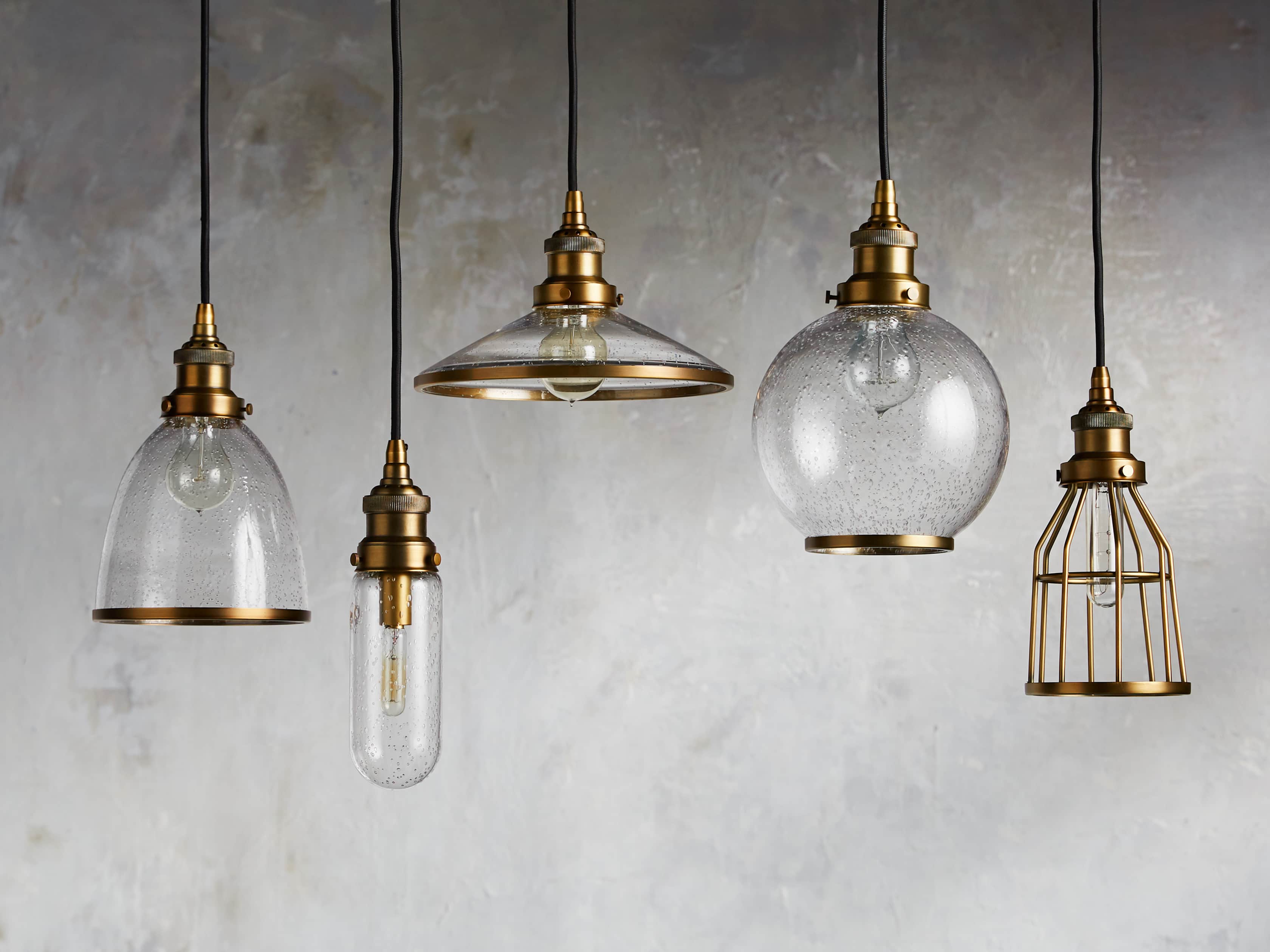 AOODU Modern Brass Pendant Light Industrial Glass Pendant Ceiling