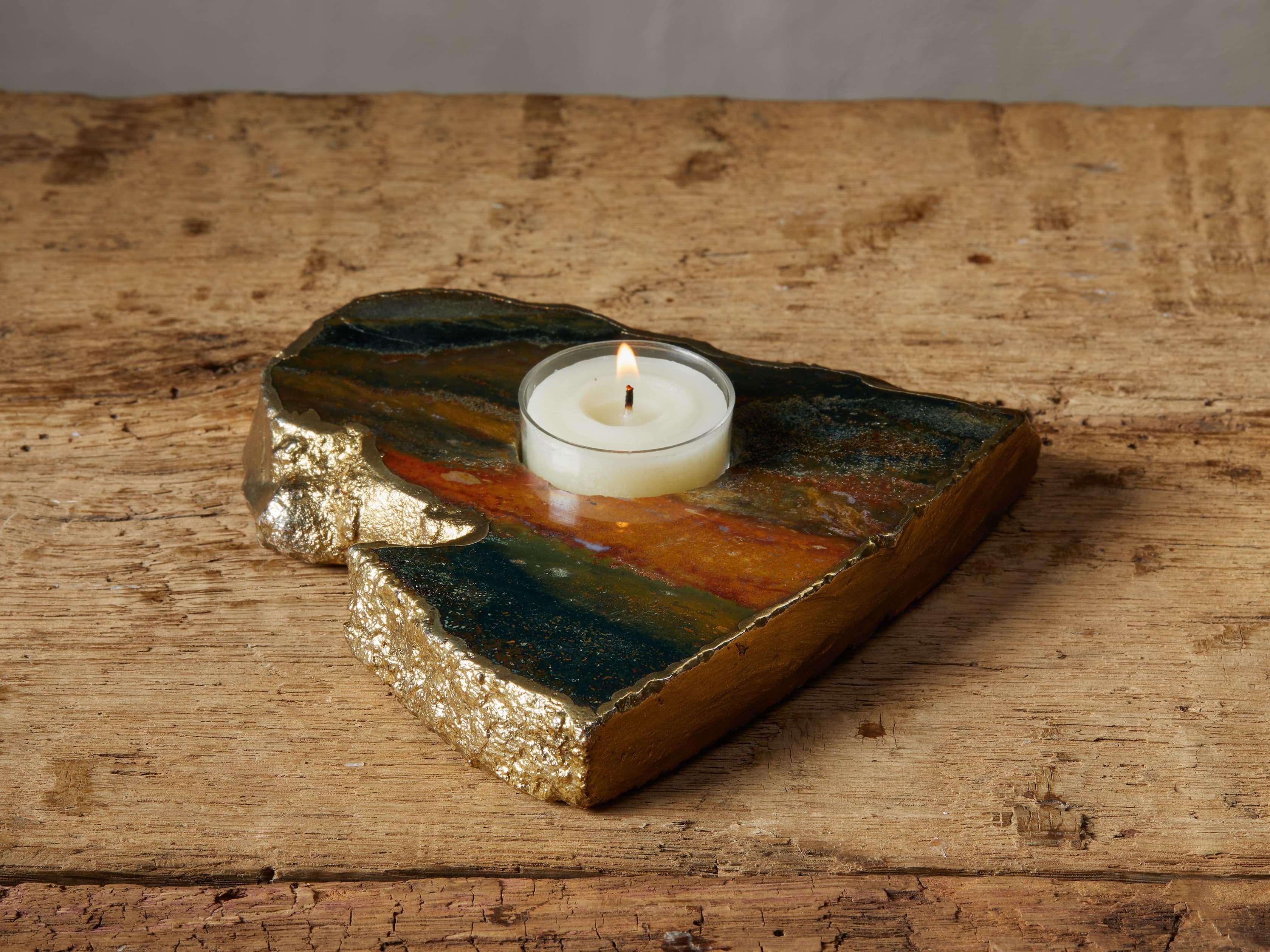 Petrified wood candle holders, porta candele in legno fossile