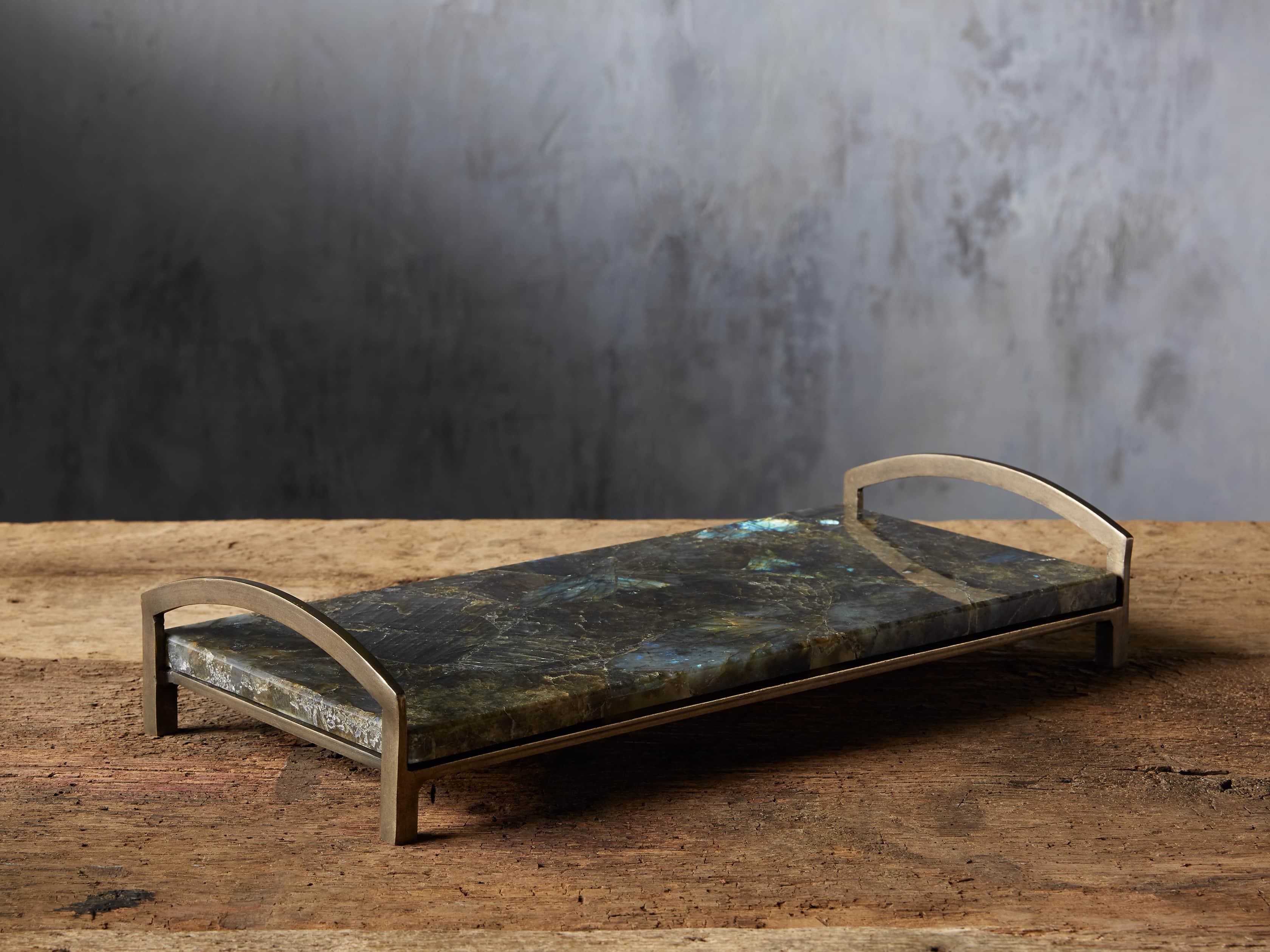 Labradorite rectangle brass Board, slide 1 of 5