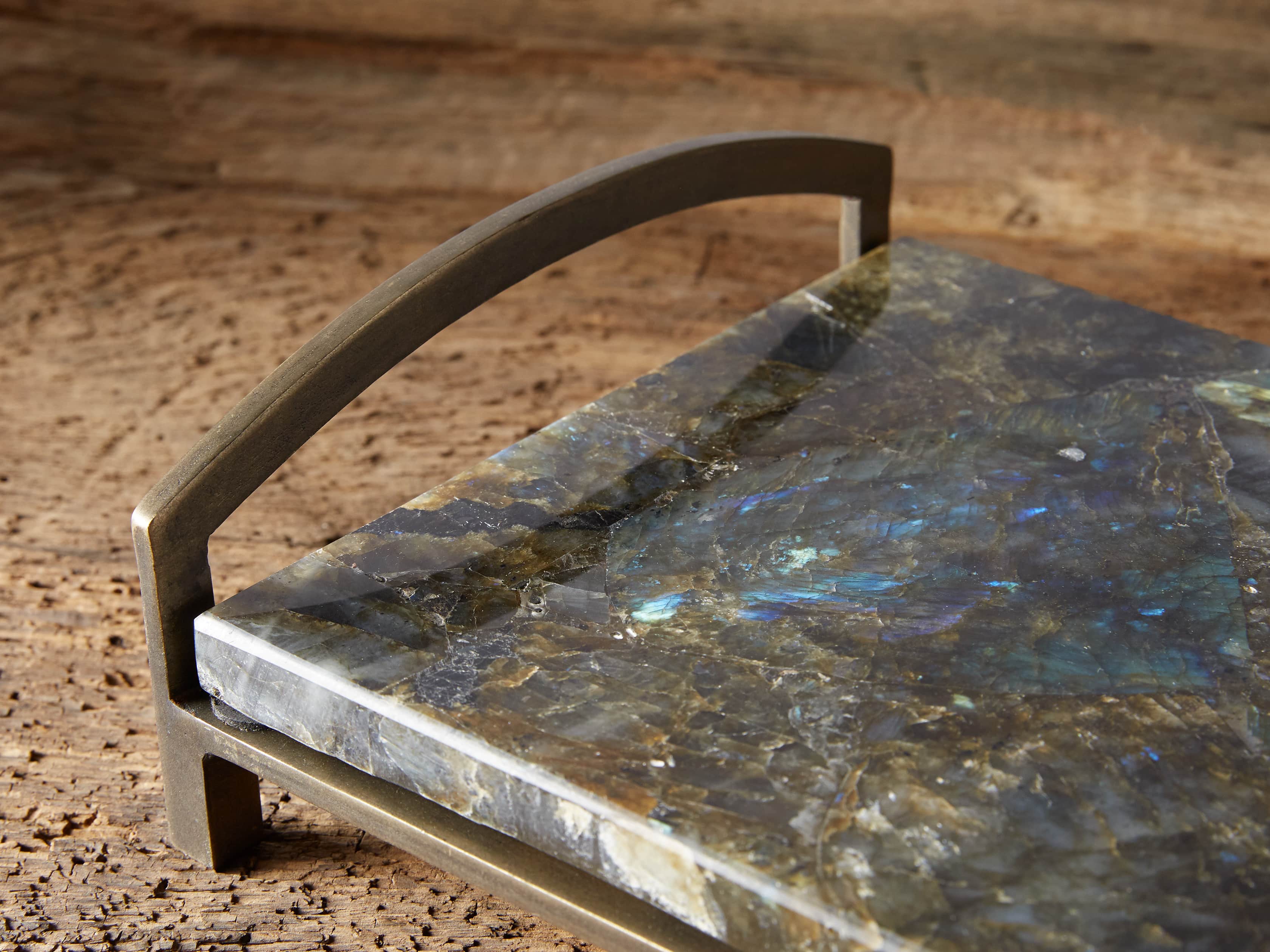 Labradorite rectangle brass Board, slide 2 of 5
