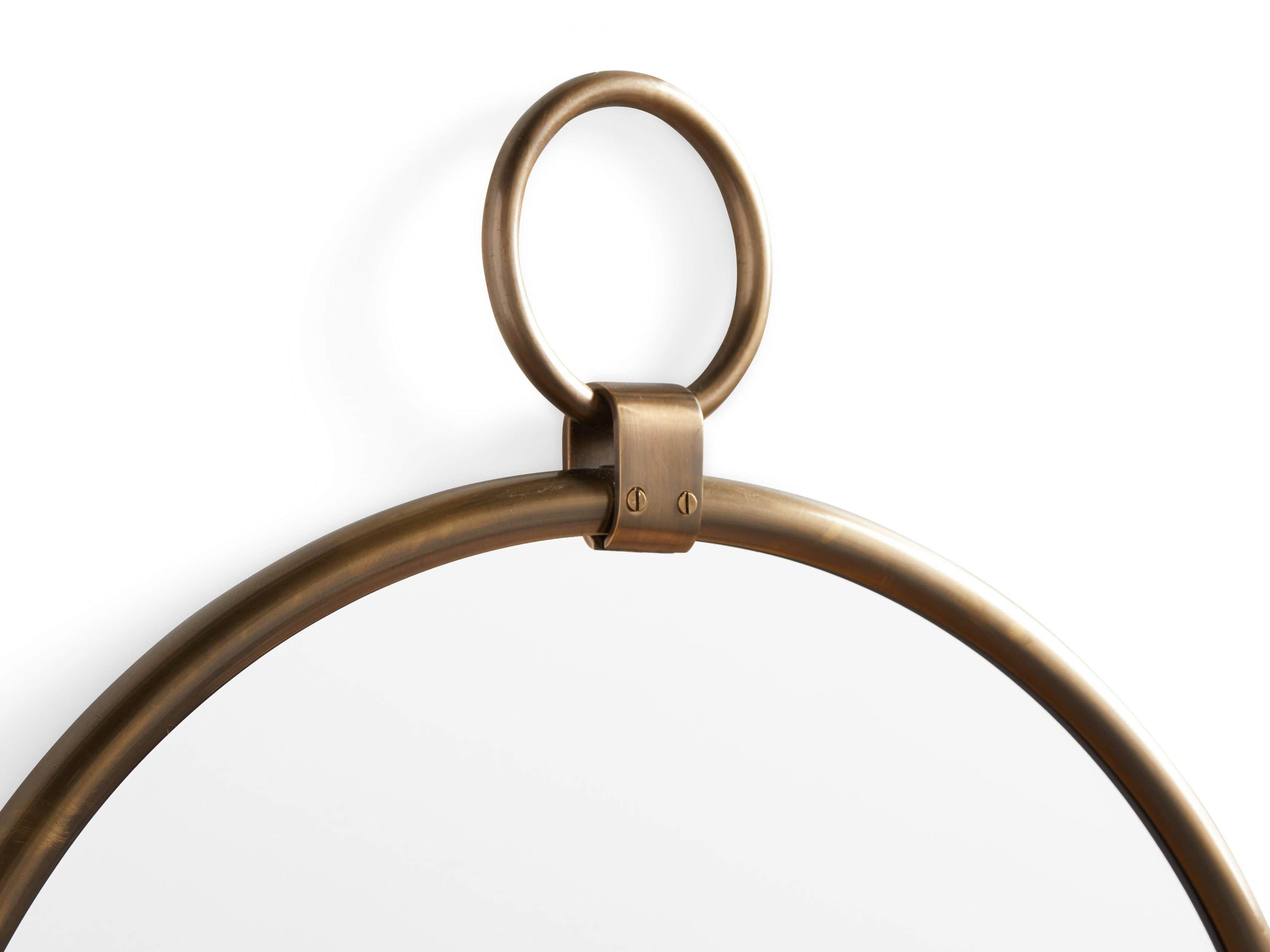 Thomas 18" Brass Round Mirror With Hook