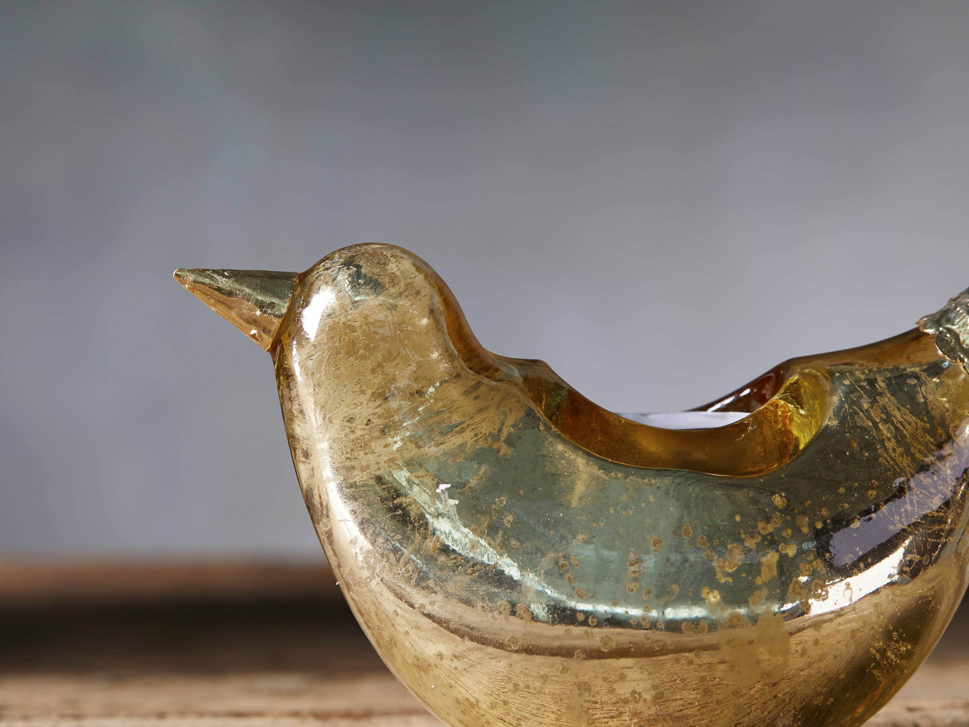Pasaro Antique Gold Bird Tealight Holder