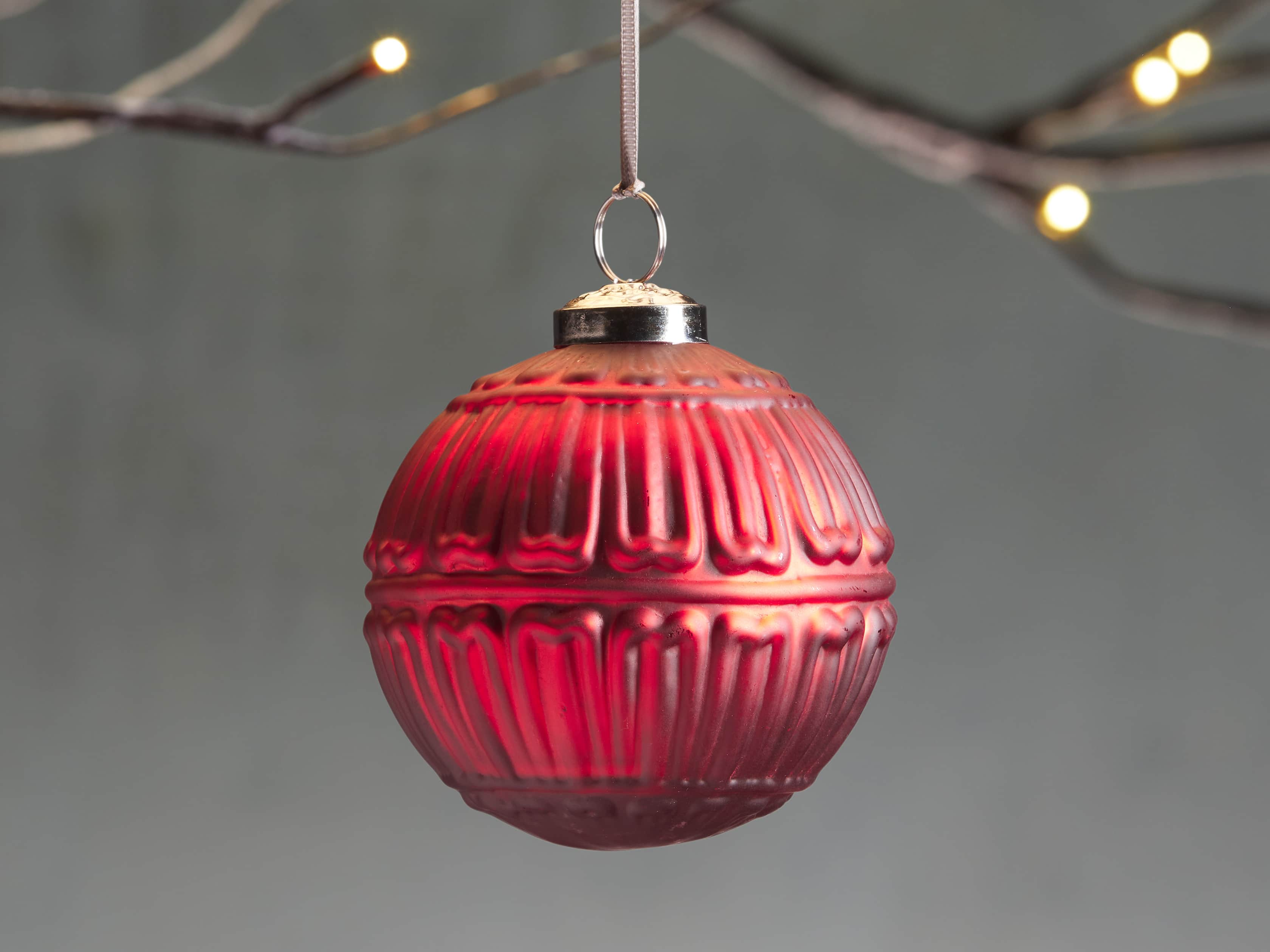 Linework Ornament in Red (Set of 4), slide 1 of 3