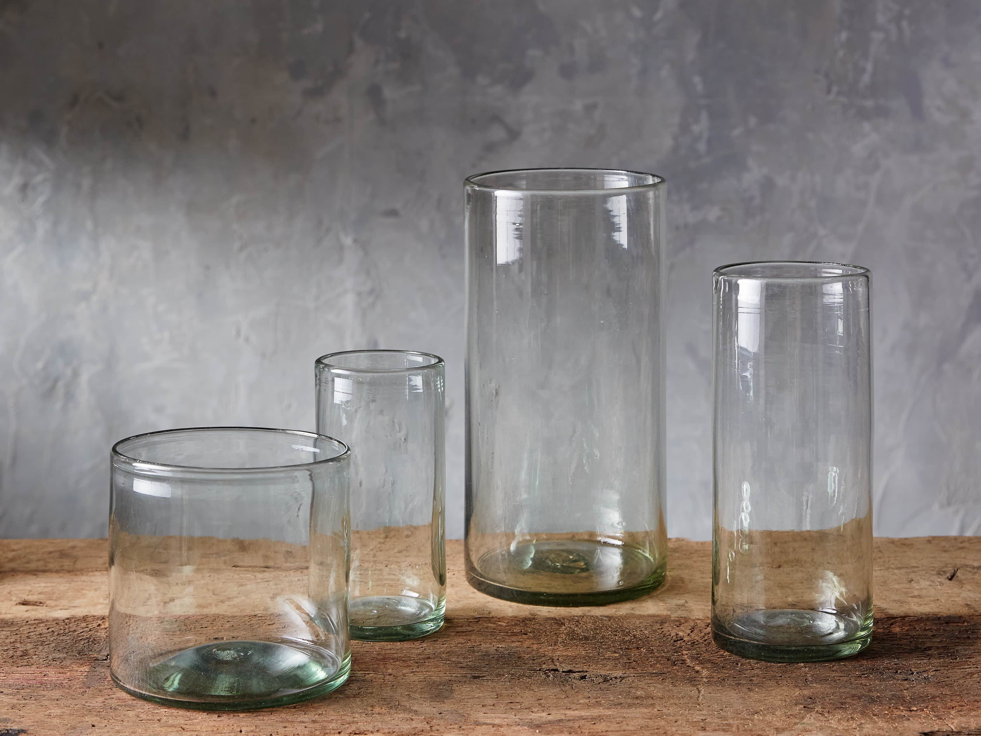 Recycled Hand-Blown Glass Clear Cylinder
