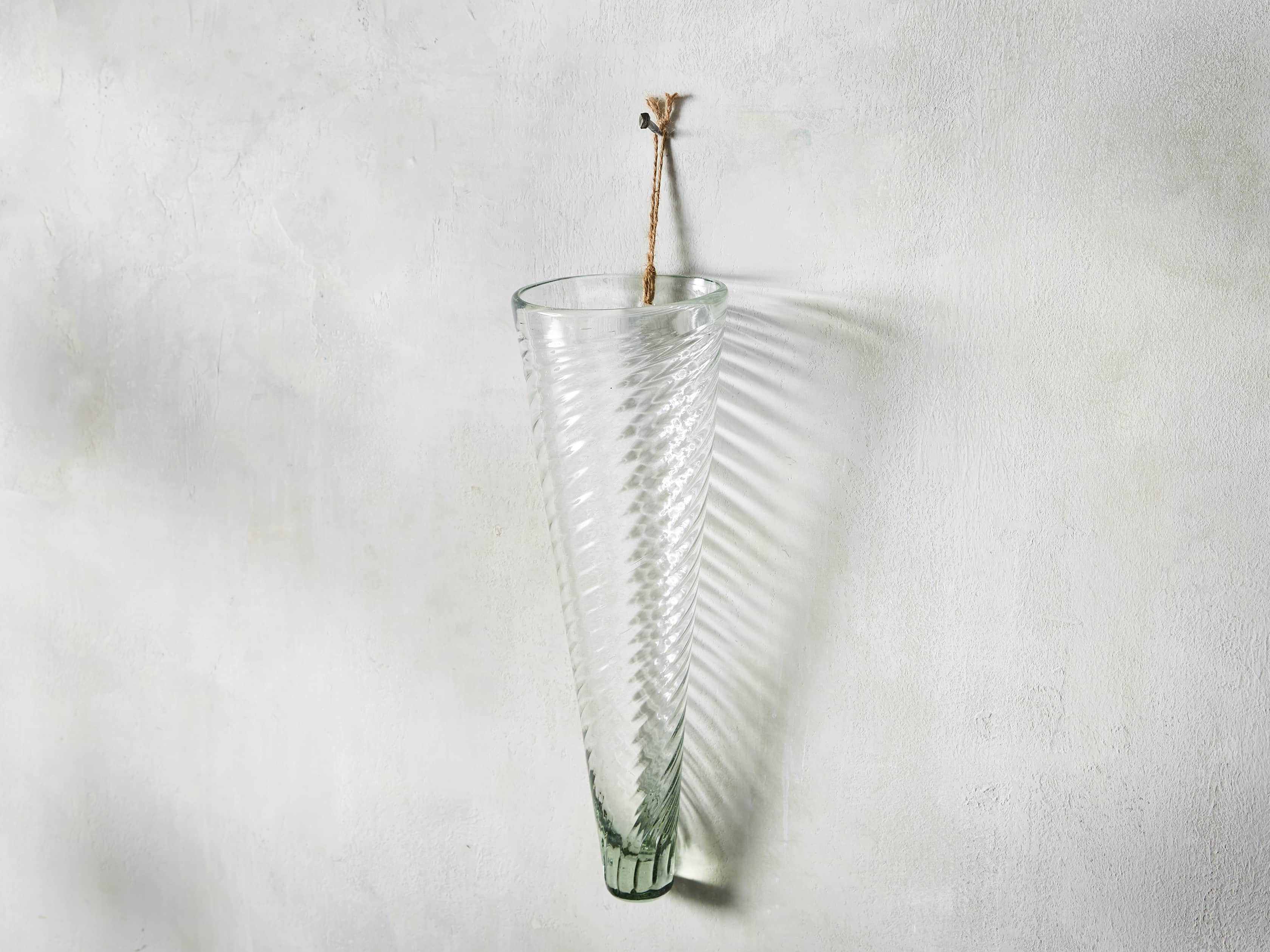 Glass 7" Spiral Wall Vase