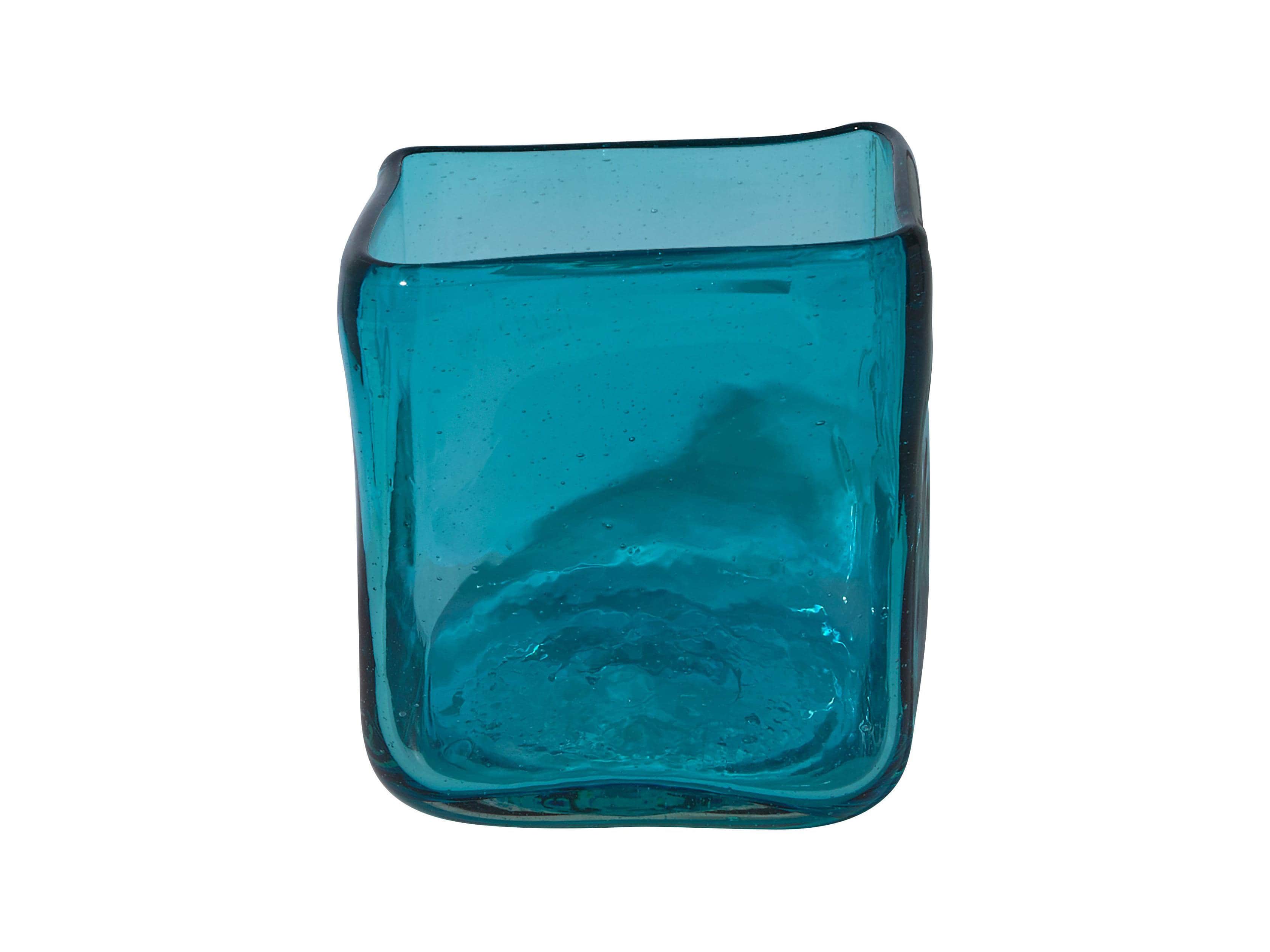 Aqua 3" Glass Cube Vase