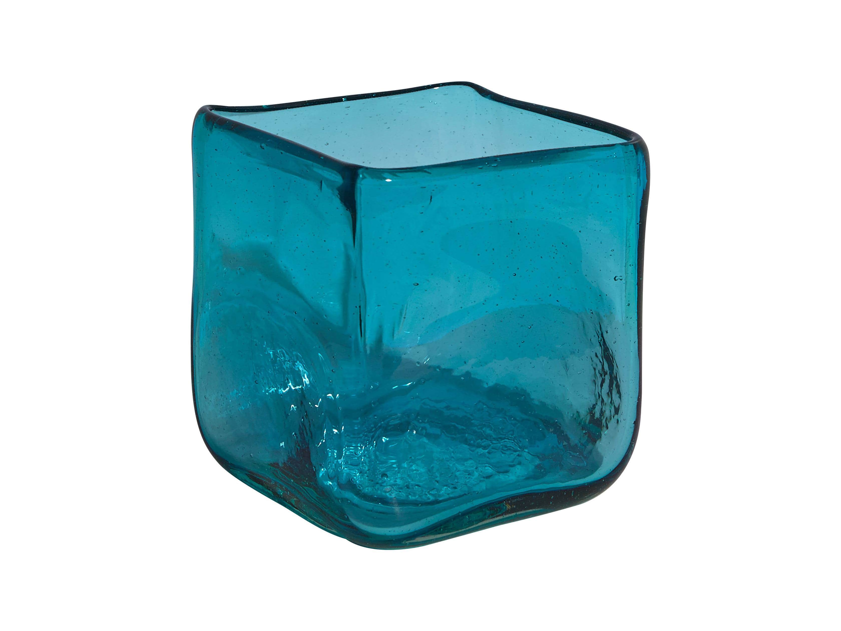 Aqua 3" Glass Cube Vase
