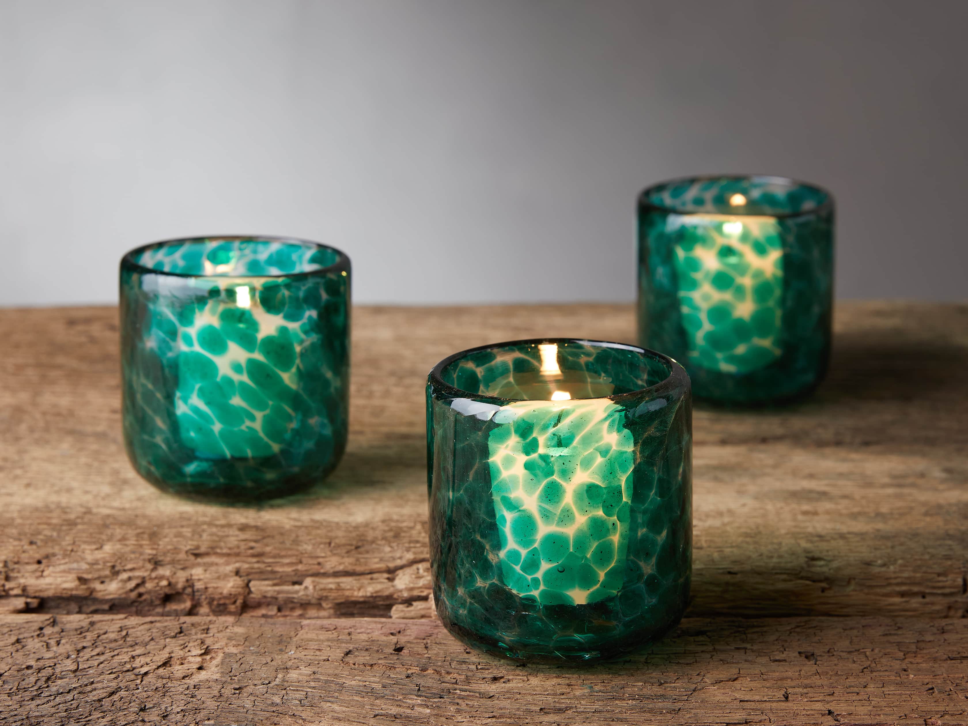 Bubble Glass Votive Holders in Green (set of 3), slide 3 of 3