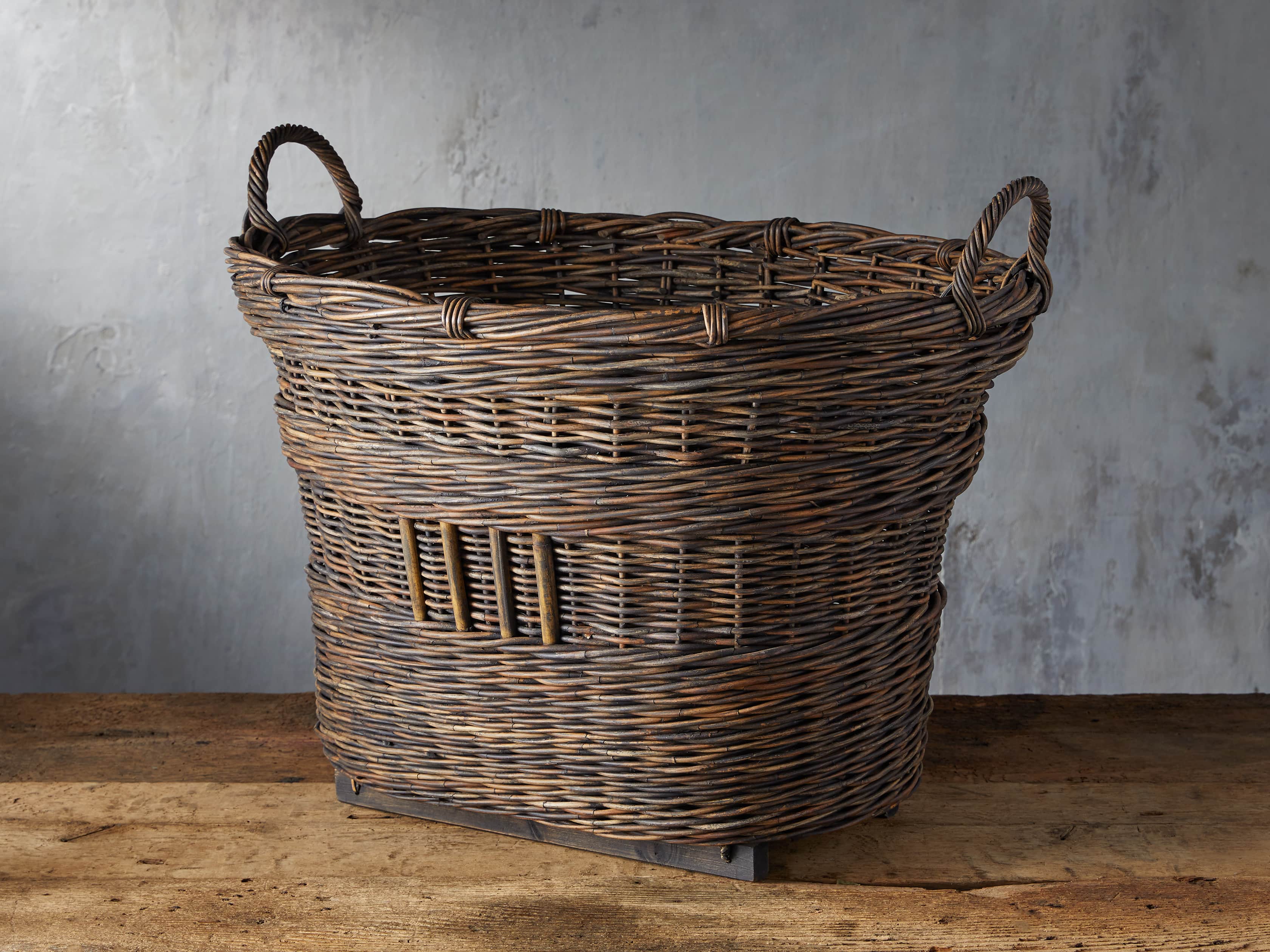 Large Oval Basket Large Wicker Basket Handwoven Basket Rustic