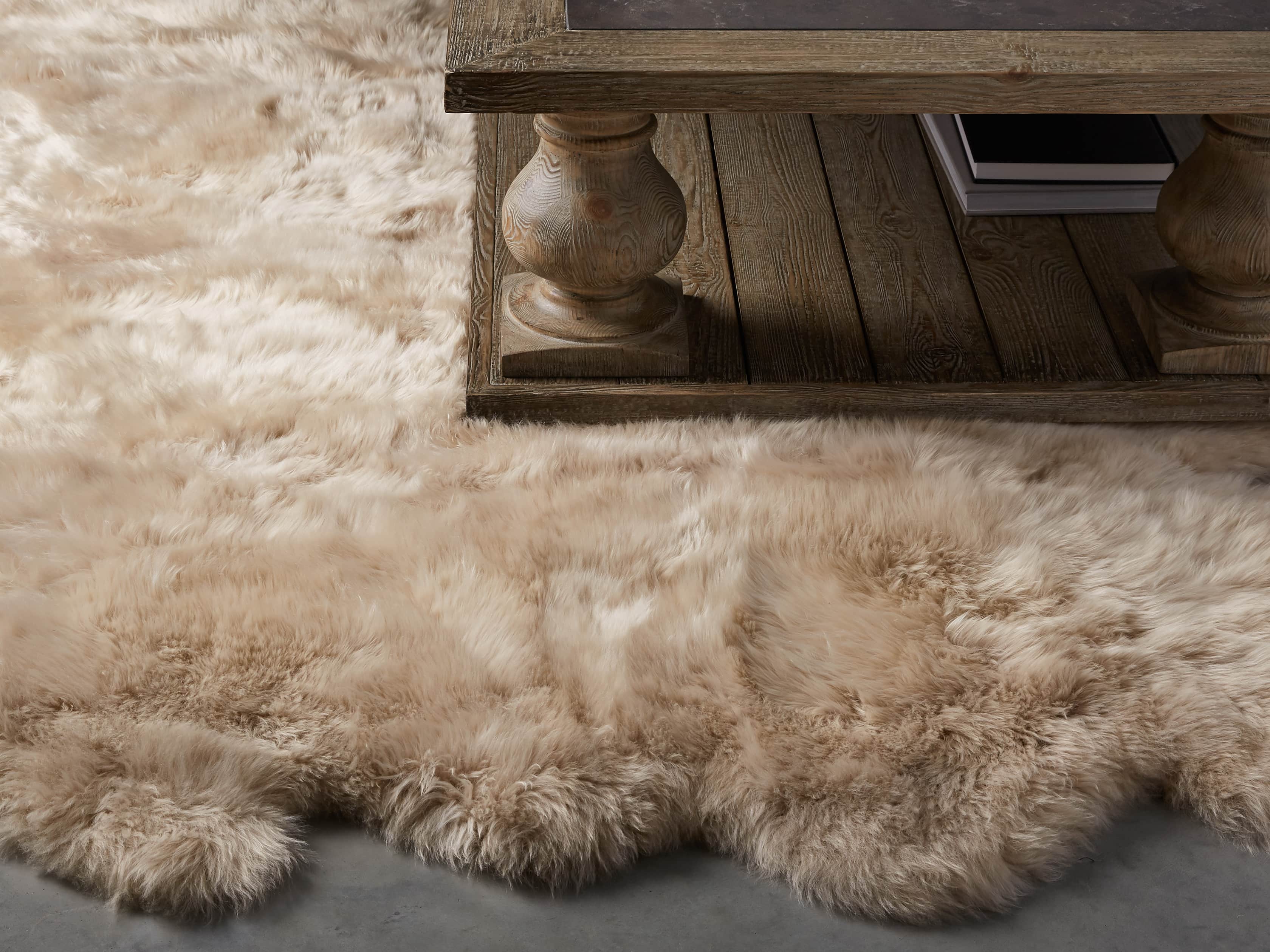 Sheepskin Wool 6' x 5' Rug In Linen, slide 1 of 4
