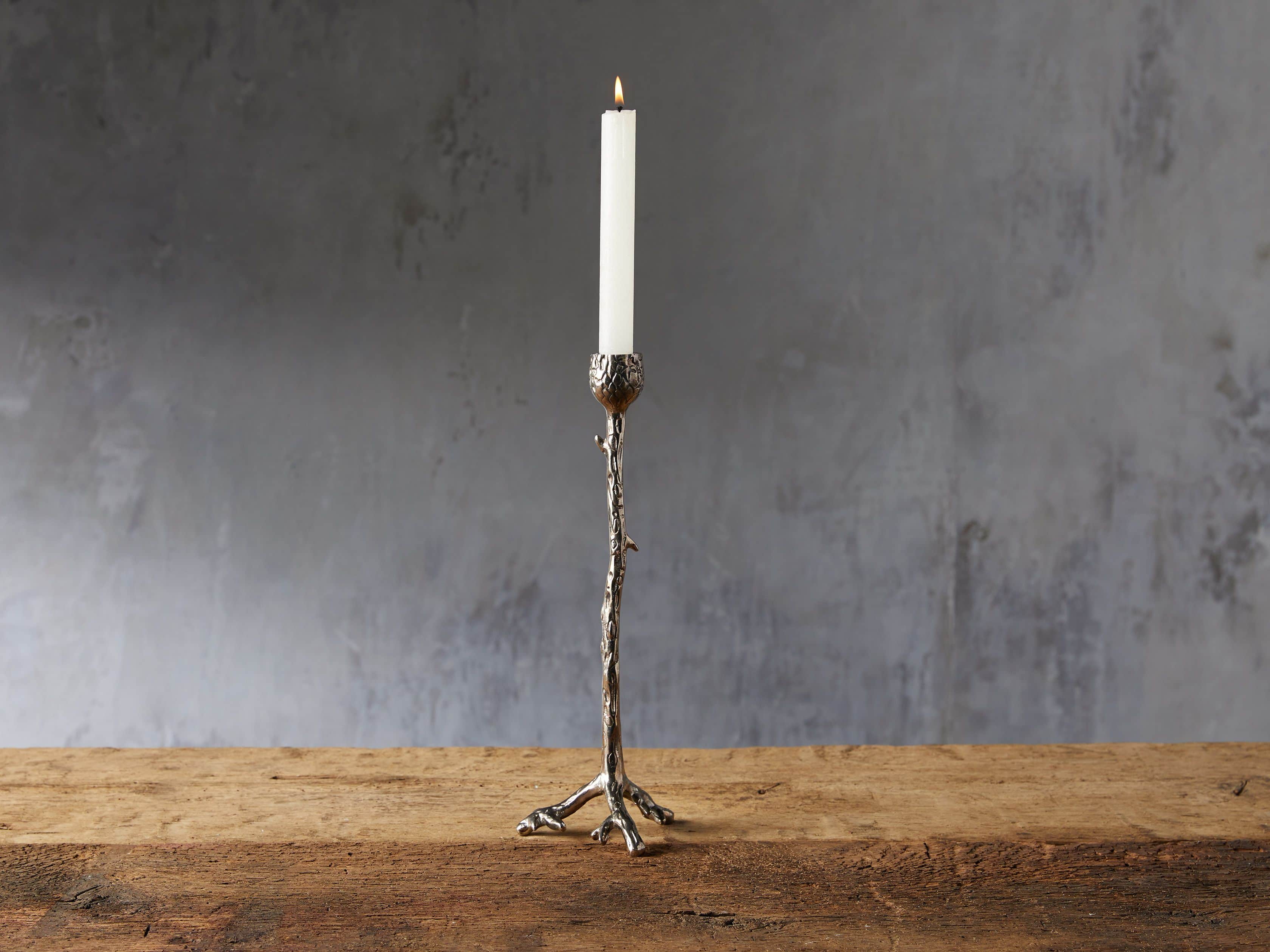 Small Acadia Taper Holder in Silver, slide 2 of 6