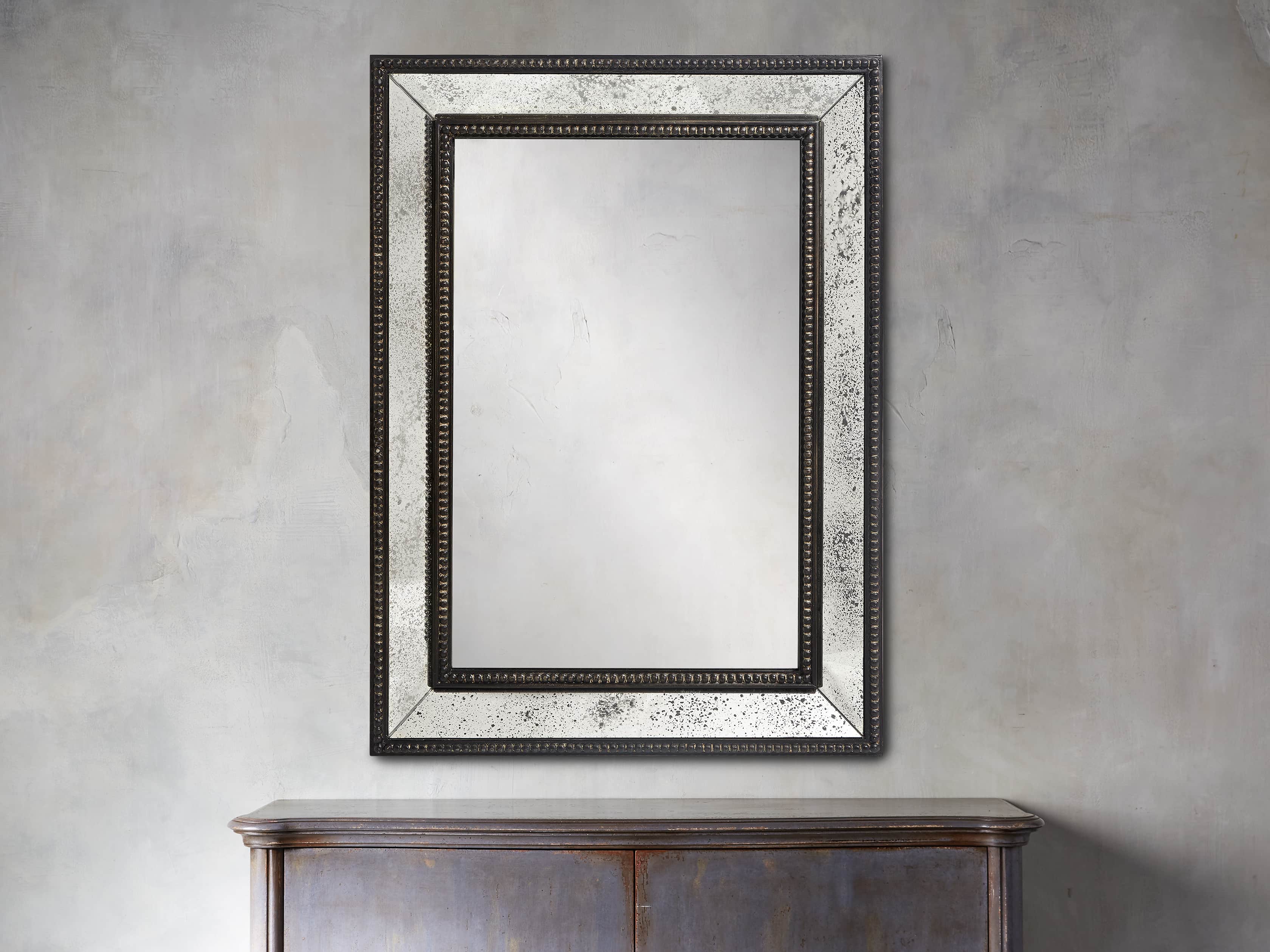 SERANO 35" X 48" ANTIQUED FRAME MIRROR, slide 1 of 5