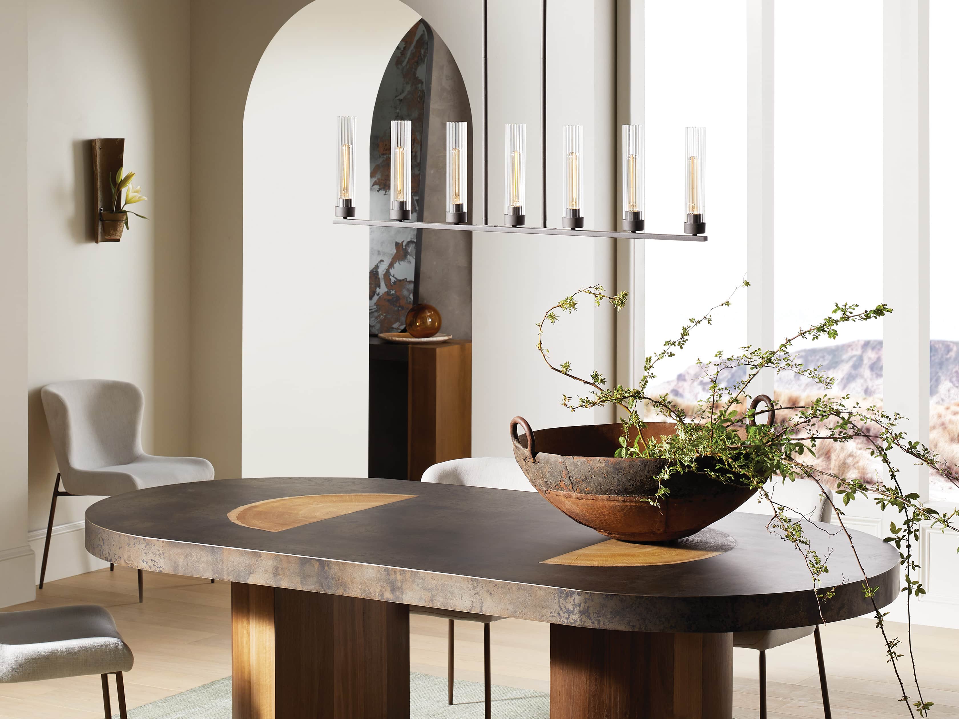 ANDREAS 7-LIGHT LINEAR CHANDELIER IN BRONZE, slide 6 of 9