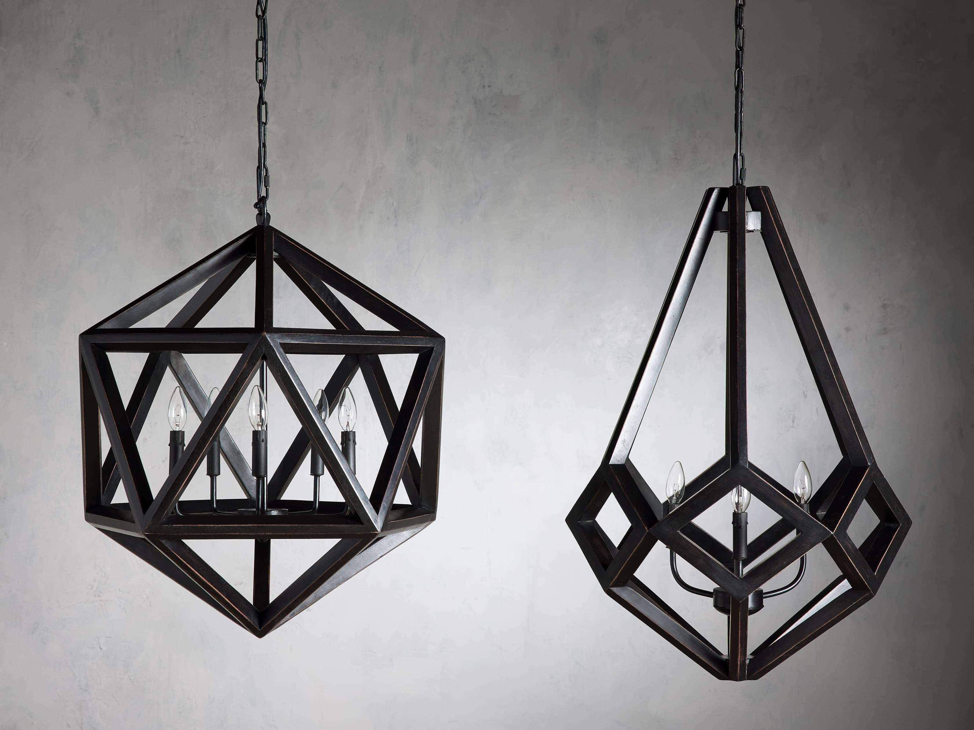 Wooden Prism Chandelier in Black