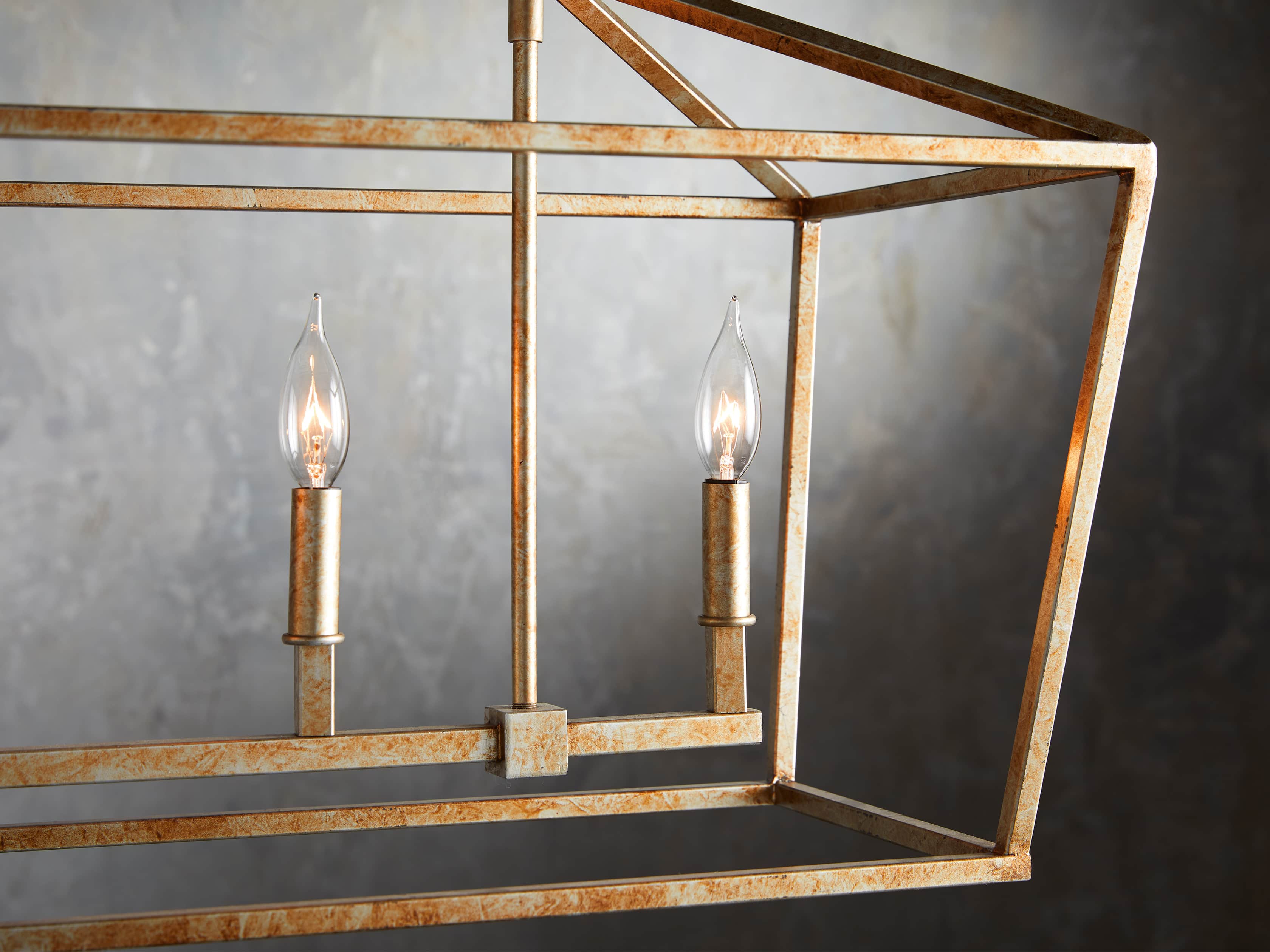 Hemisphere Garnet Rectangular Chandelier in Brass, slide 2 of 4