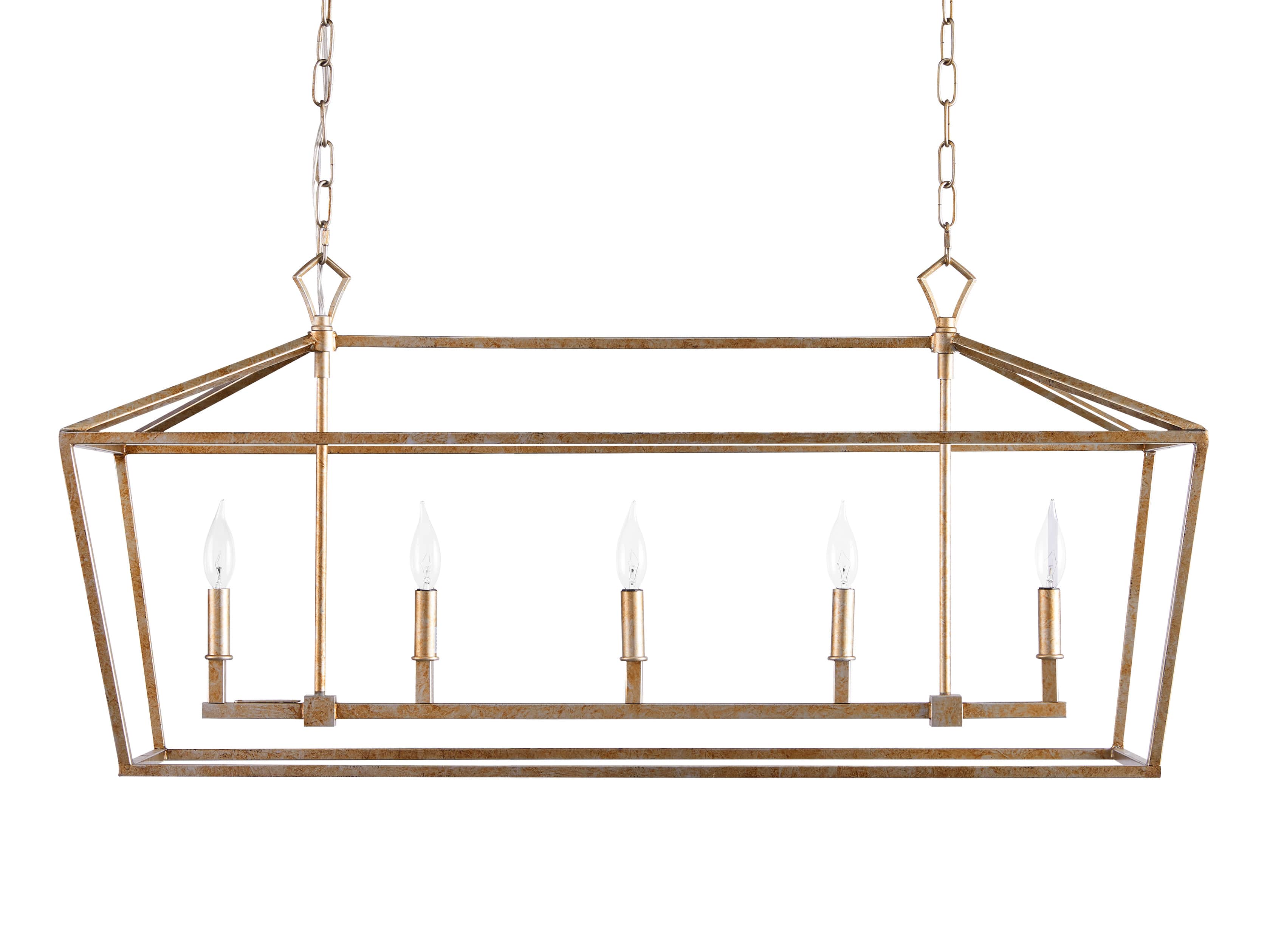 Hemisphere Garnet Rectangular Chandelier in Brass, slide 3 of 4