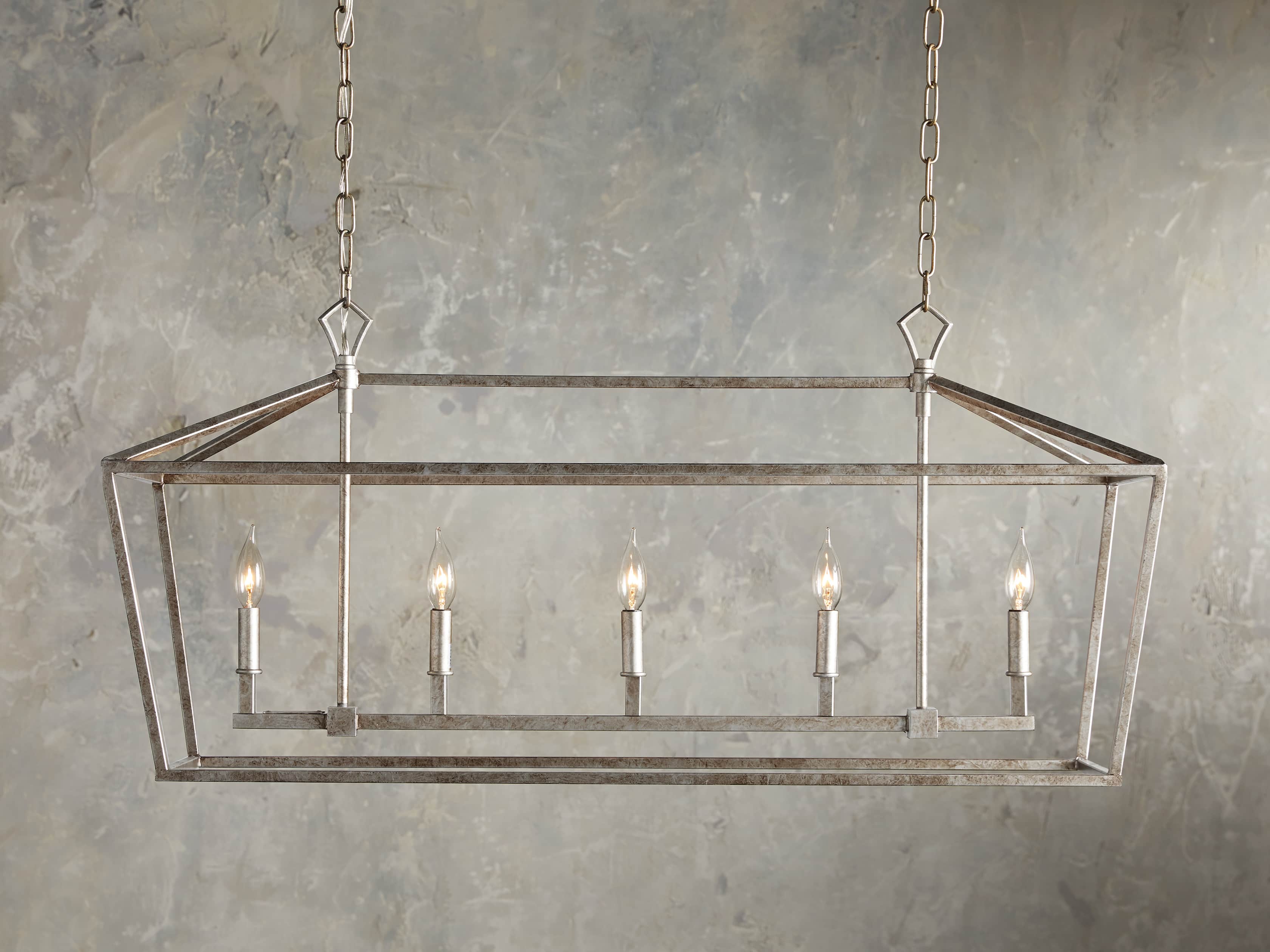 Hemisphere Garnet Rectangular Chandelier in Silver, slide 1 of 4