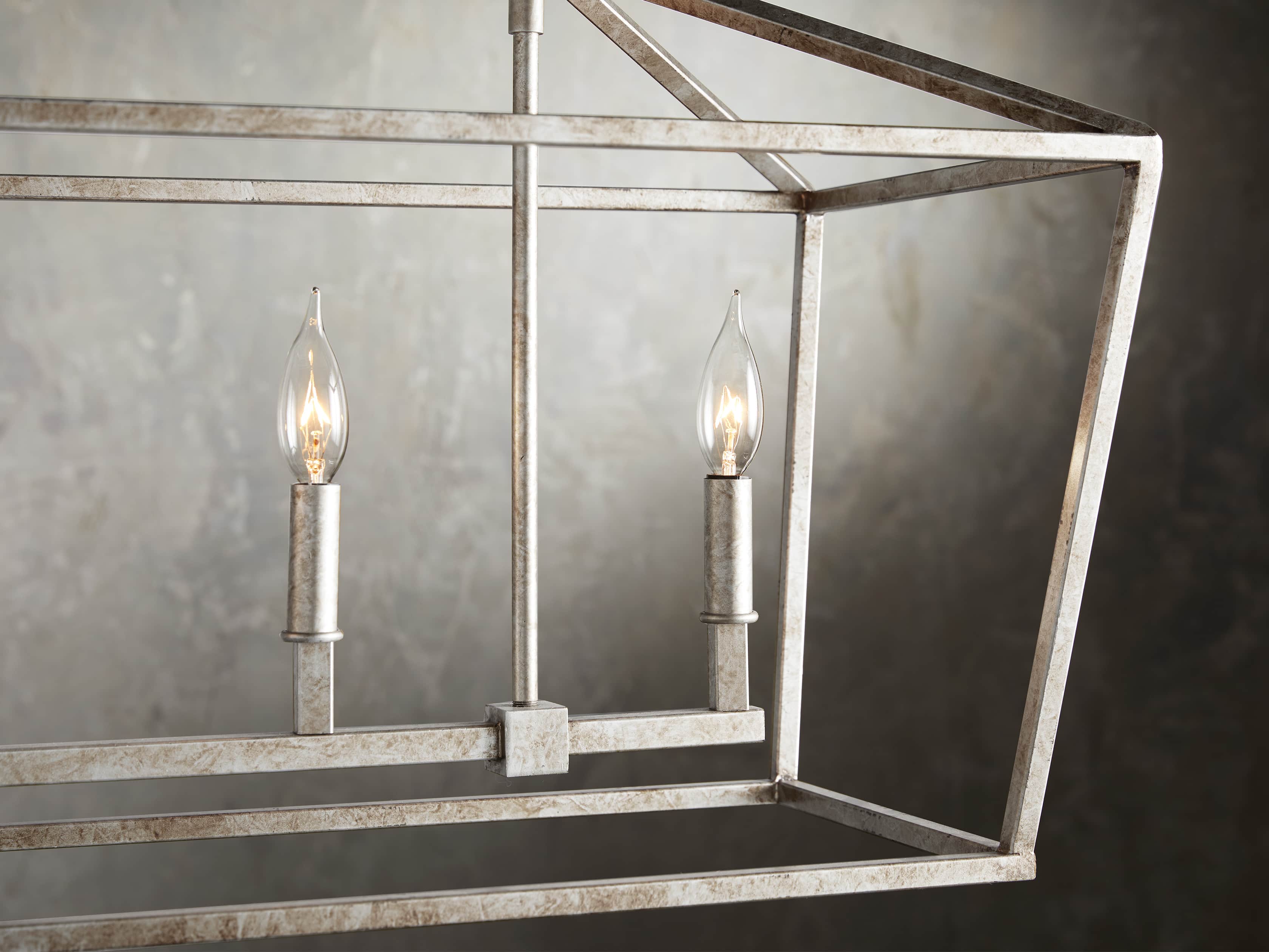Hemisphere Garnet Rectangular Chandelier in Silver, slide 2 of 4