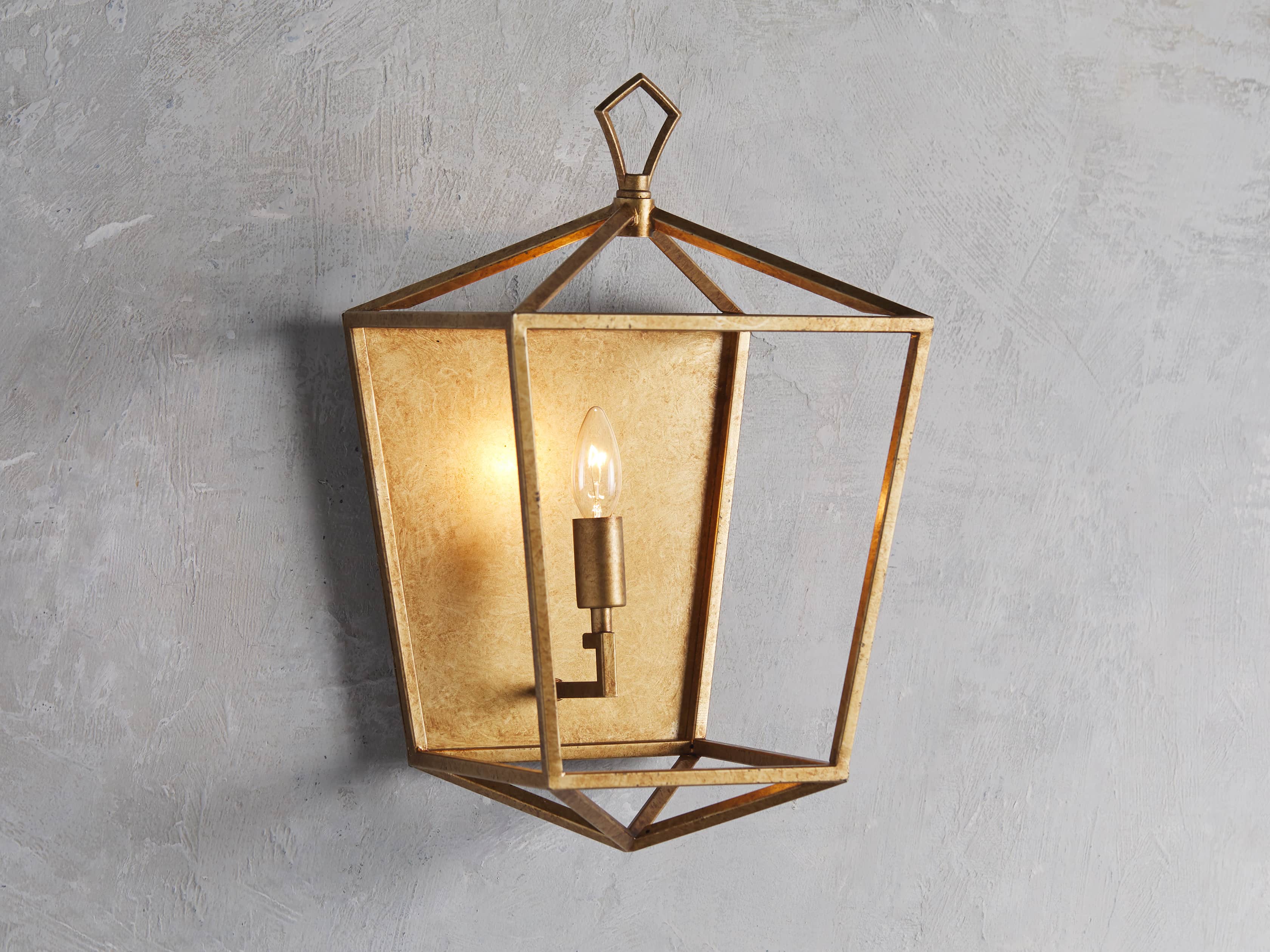 Hemisphere Garnet Wall Sconce in Brass, slide 1 of 7