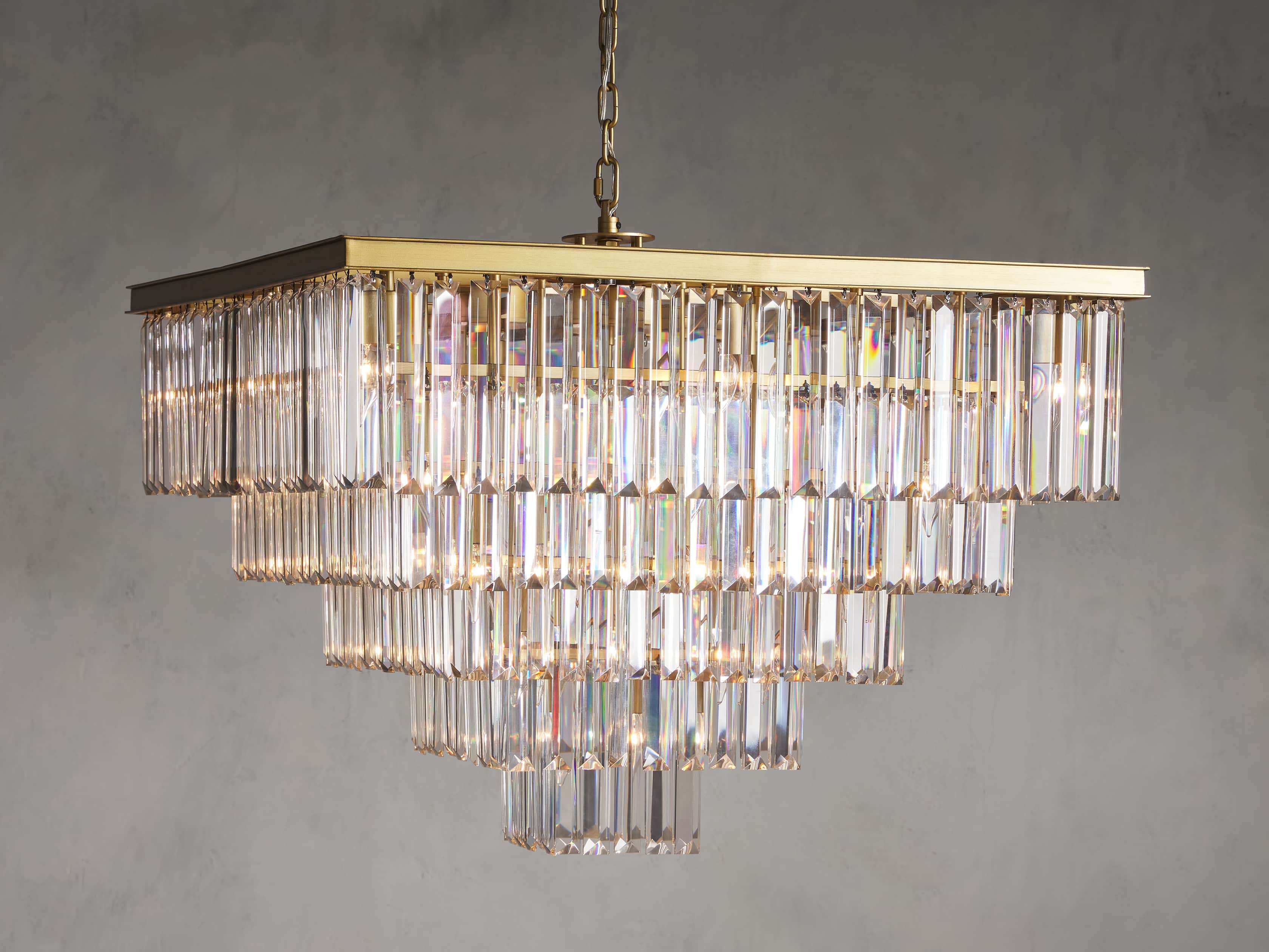 LEYLAND 5-TIER CHANDELIER IN BRASS, slide 1 of 6