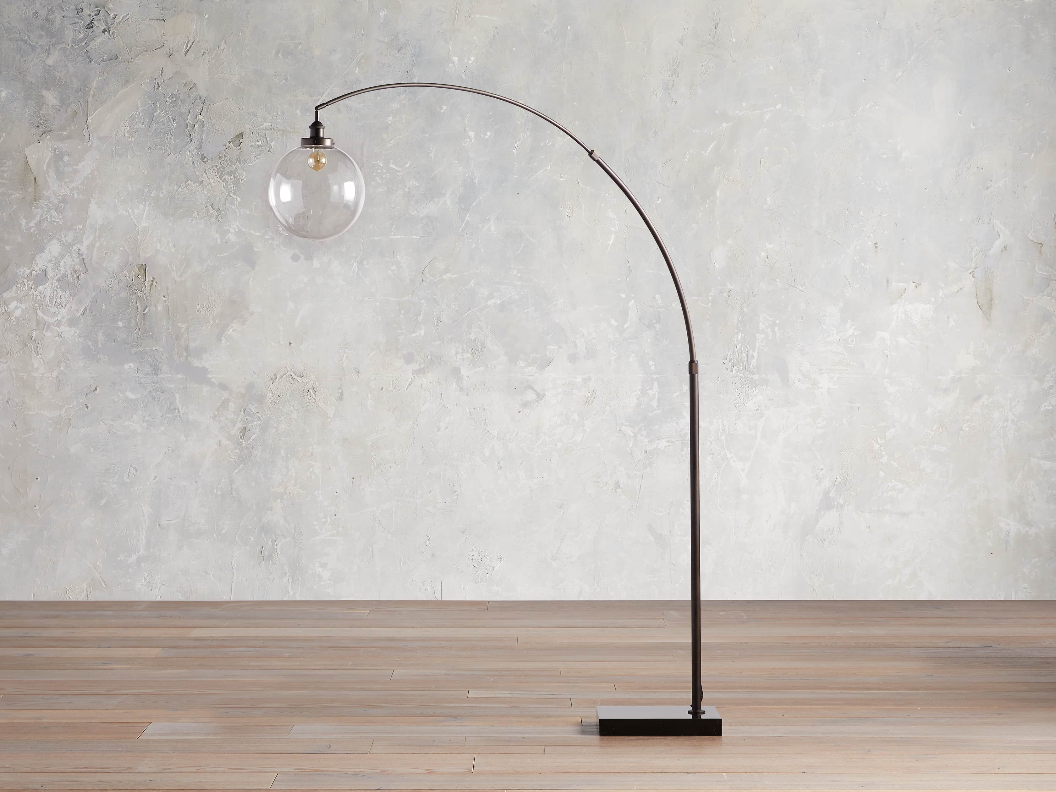 Arc Oil Rubbed Bronze Floor Lamp with Glass Shade