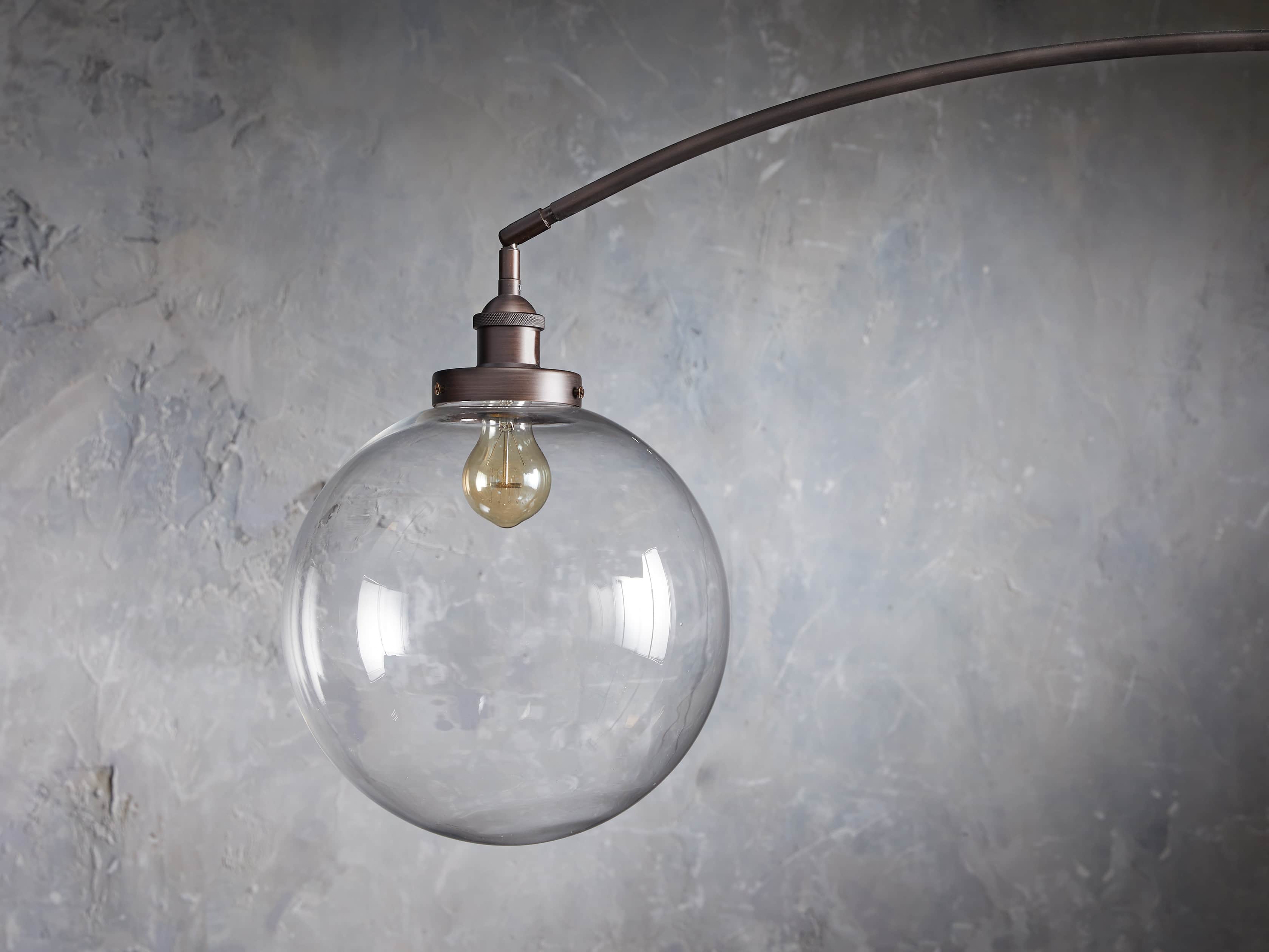 ARC FLOOR LAMP WITH GLASS SHADE IN BRONZE, slide 4 of 6