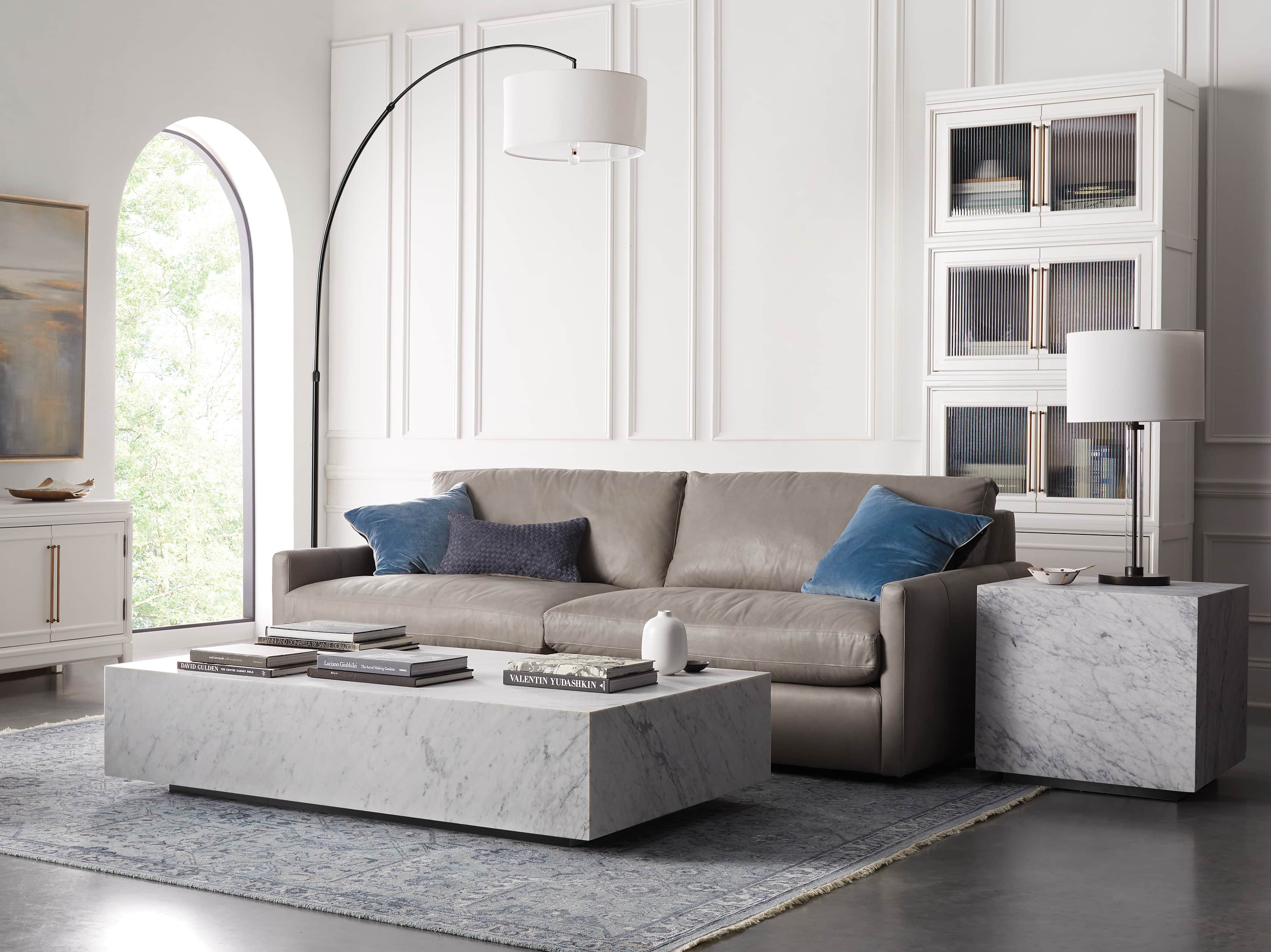 ARC FLOOR LAMP WITH DRUM SHADE IN BRONZE, slide 5 of 6