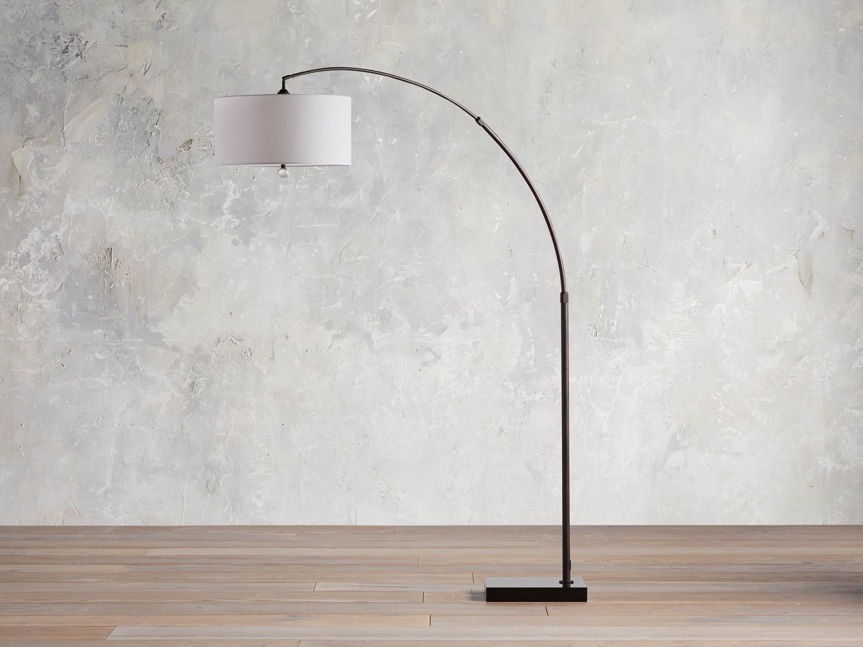 Arc Floor Lamp In Oil Rubbed Bronze With Drum Shade Arhaus Arc Floor Lamp In Oil Rubbed Bronze, How Do You Measure A Lamp Shade For Floor