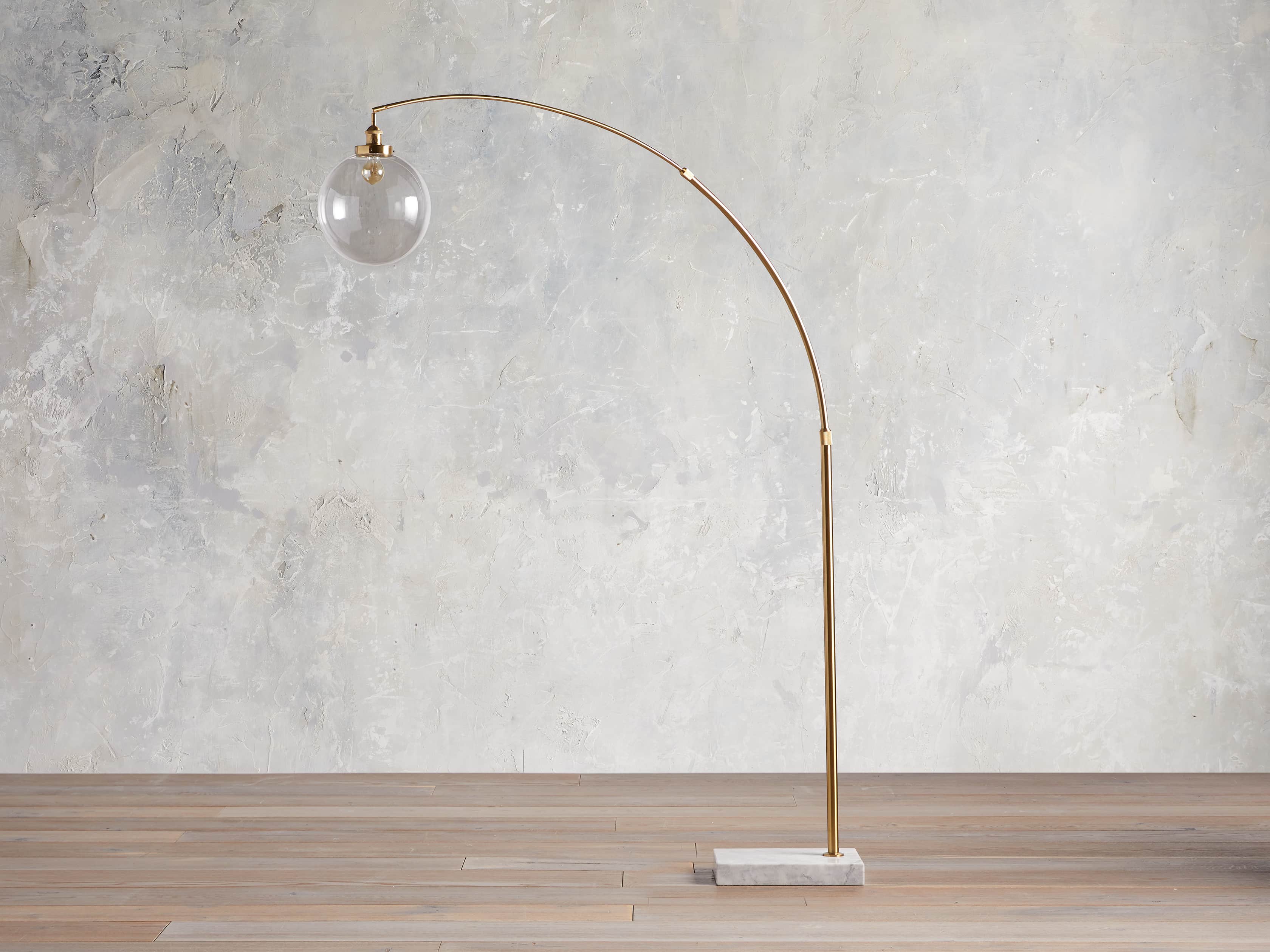 Arc Floor Lamp In Brass With Glass Shade Arhaus Arc Floor Lamp In Brass With Glass, Arched Floor Lamp Base Gold