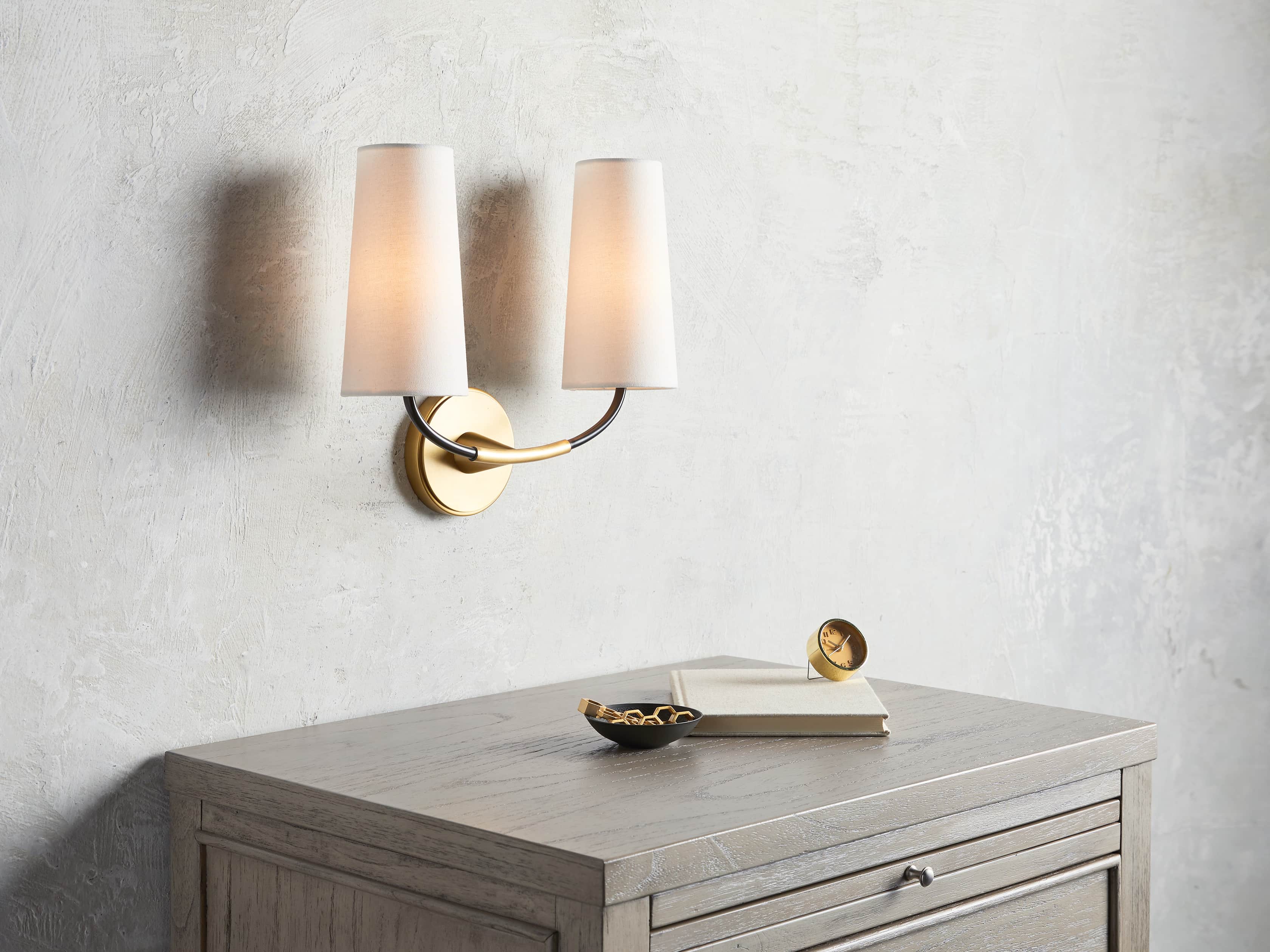 LENNON SCONCE W/ WHITE SHADES, slide 3 of 7