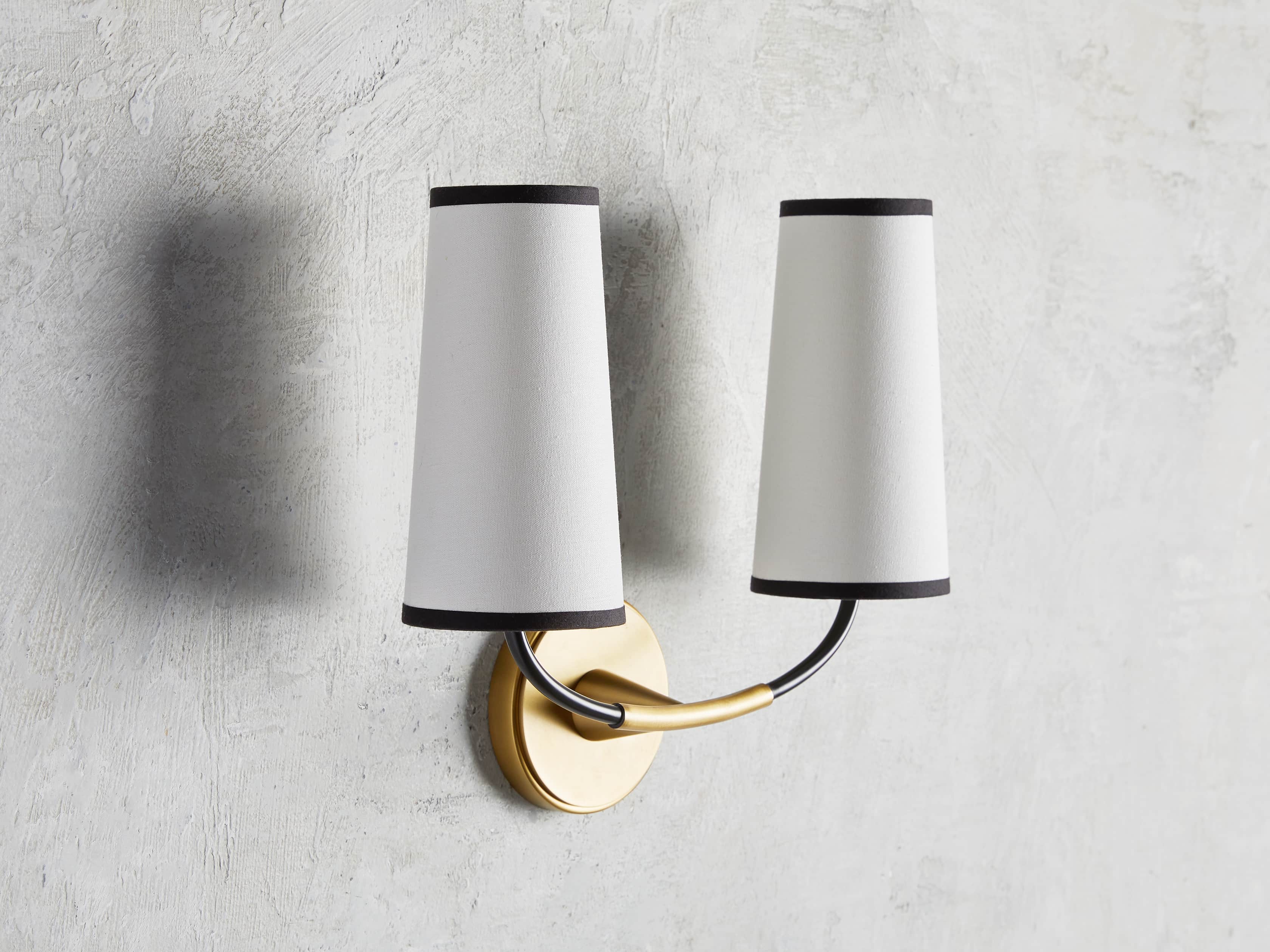 LENNON SCONCE W TRIMMED SHADES, slide 2 of 8