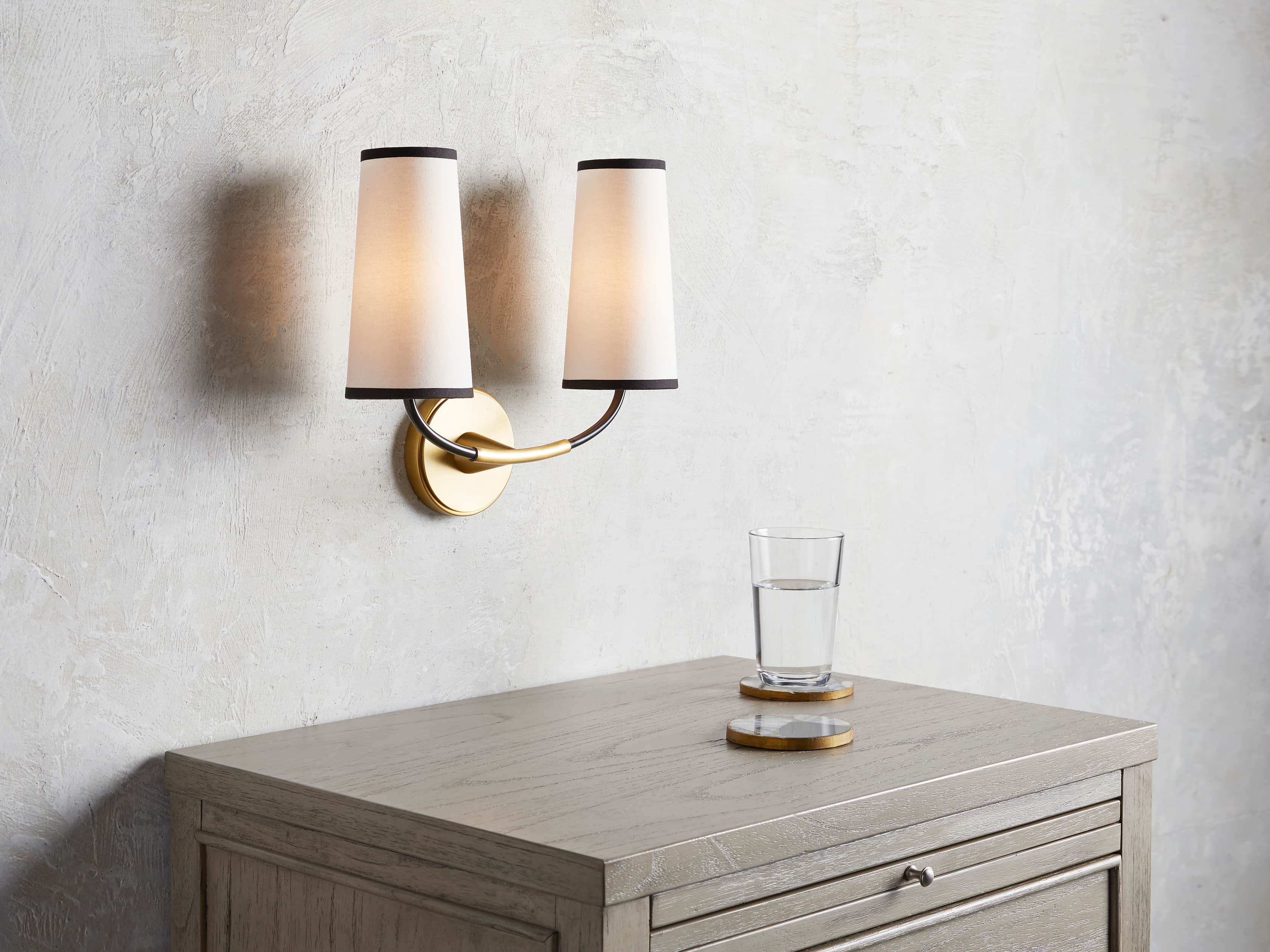 LENNON SCONCE W TRIMMED SHADES, slide 3 of 8