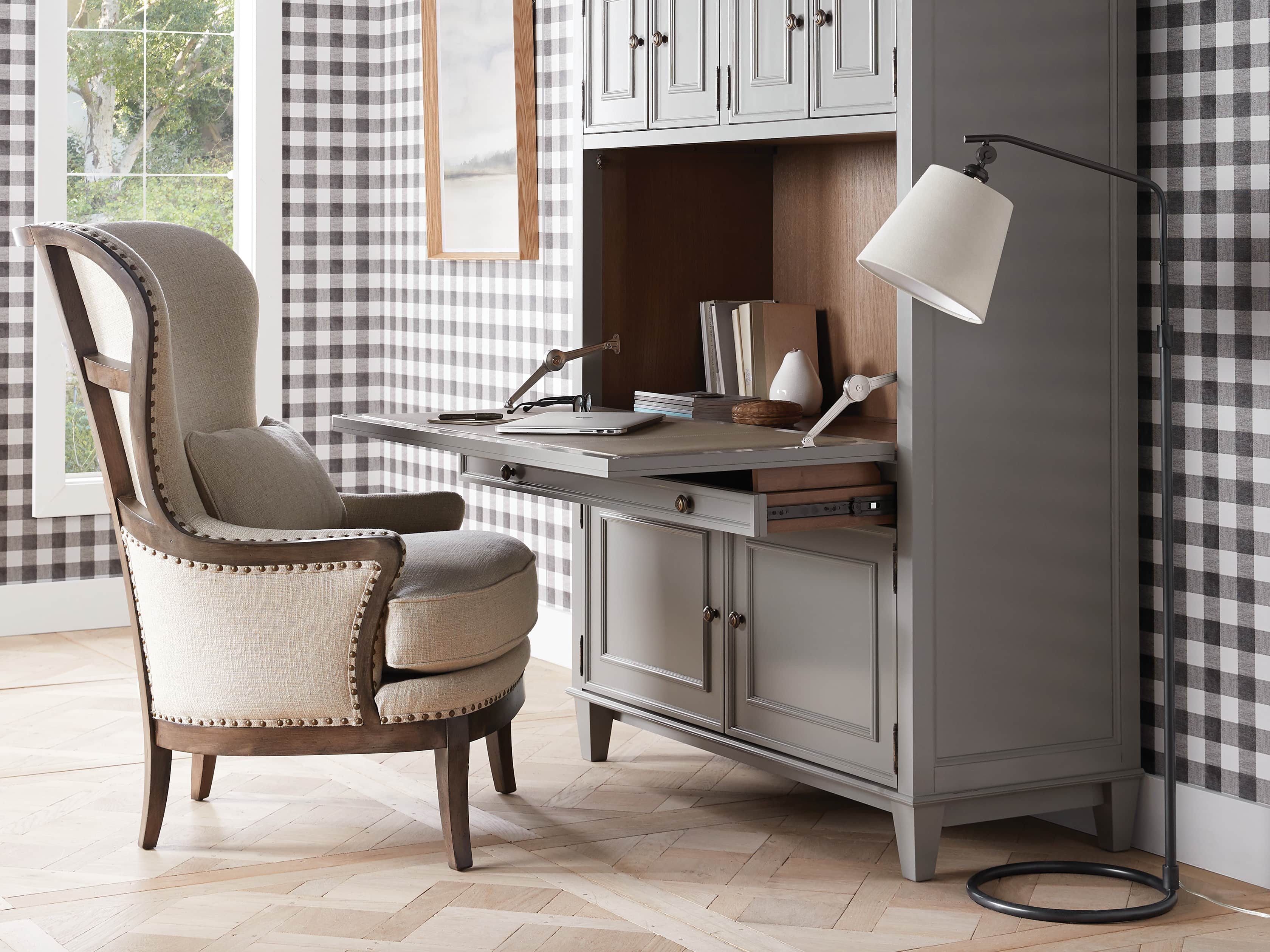 Kellen Bronze Floor Lamp with Linen Shade, slide 6 of 9